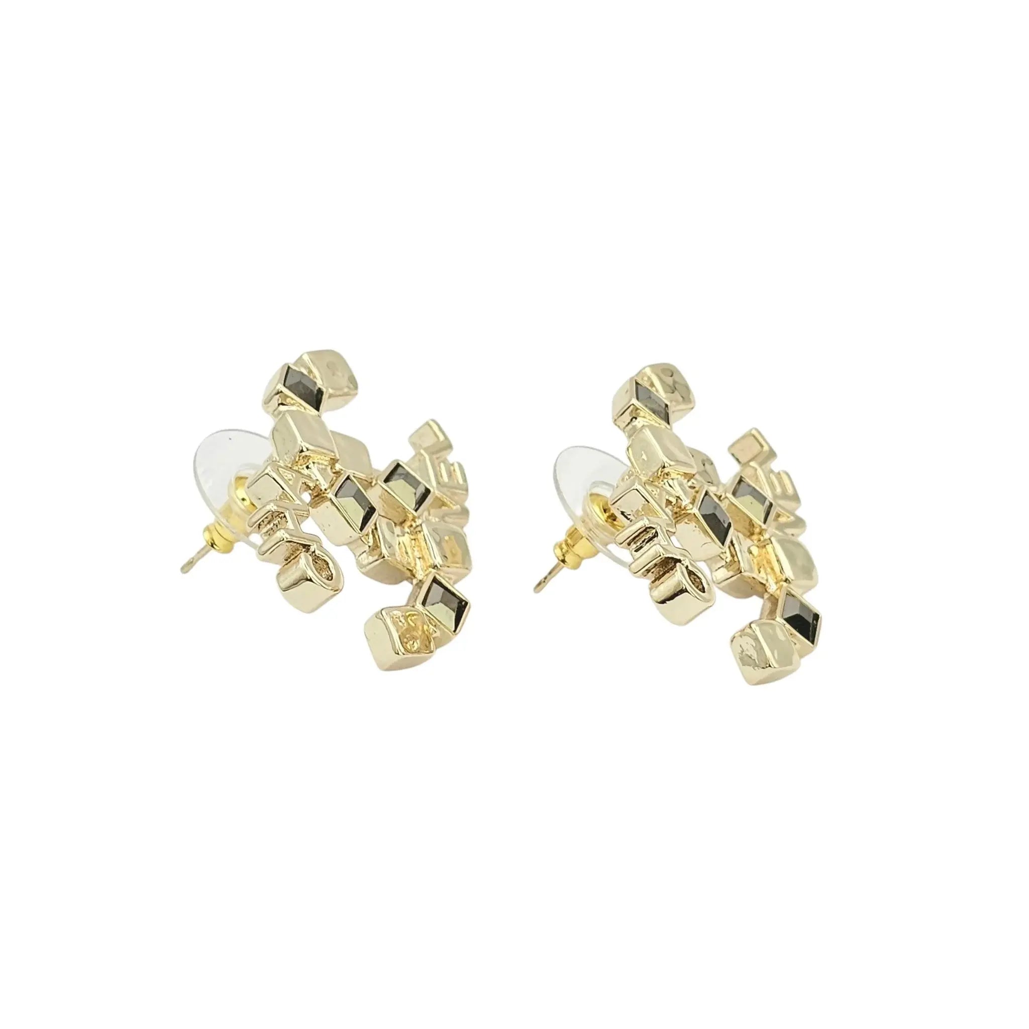 Chanel CC Gold Baguette Crystal Stud Earrings 2024 CHANEL