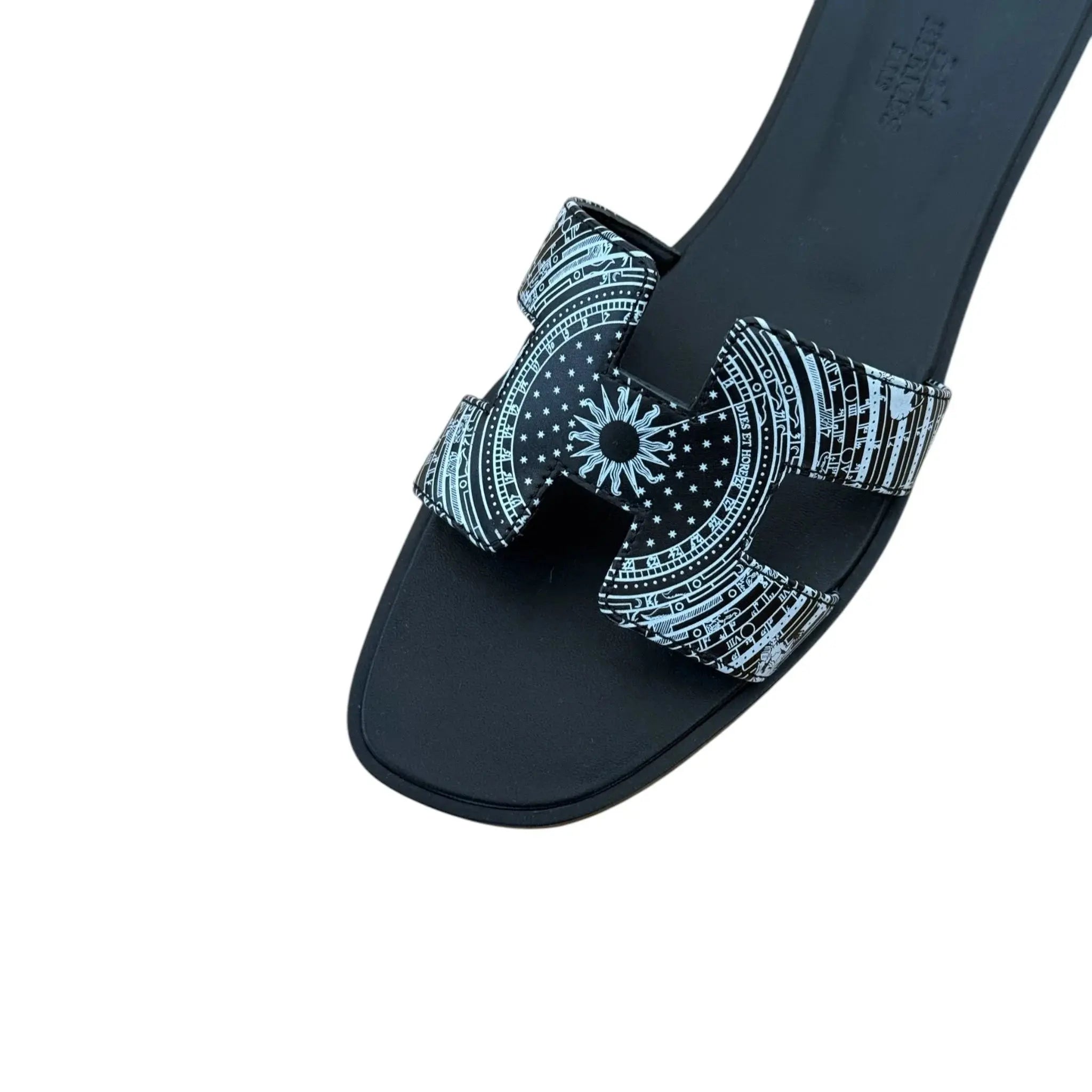 Hermes Oran Sandal Black Noir Astrologie Bandana - 40 UK 7 HERMES