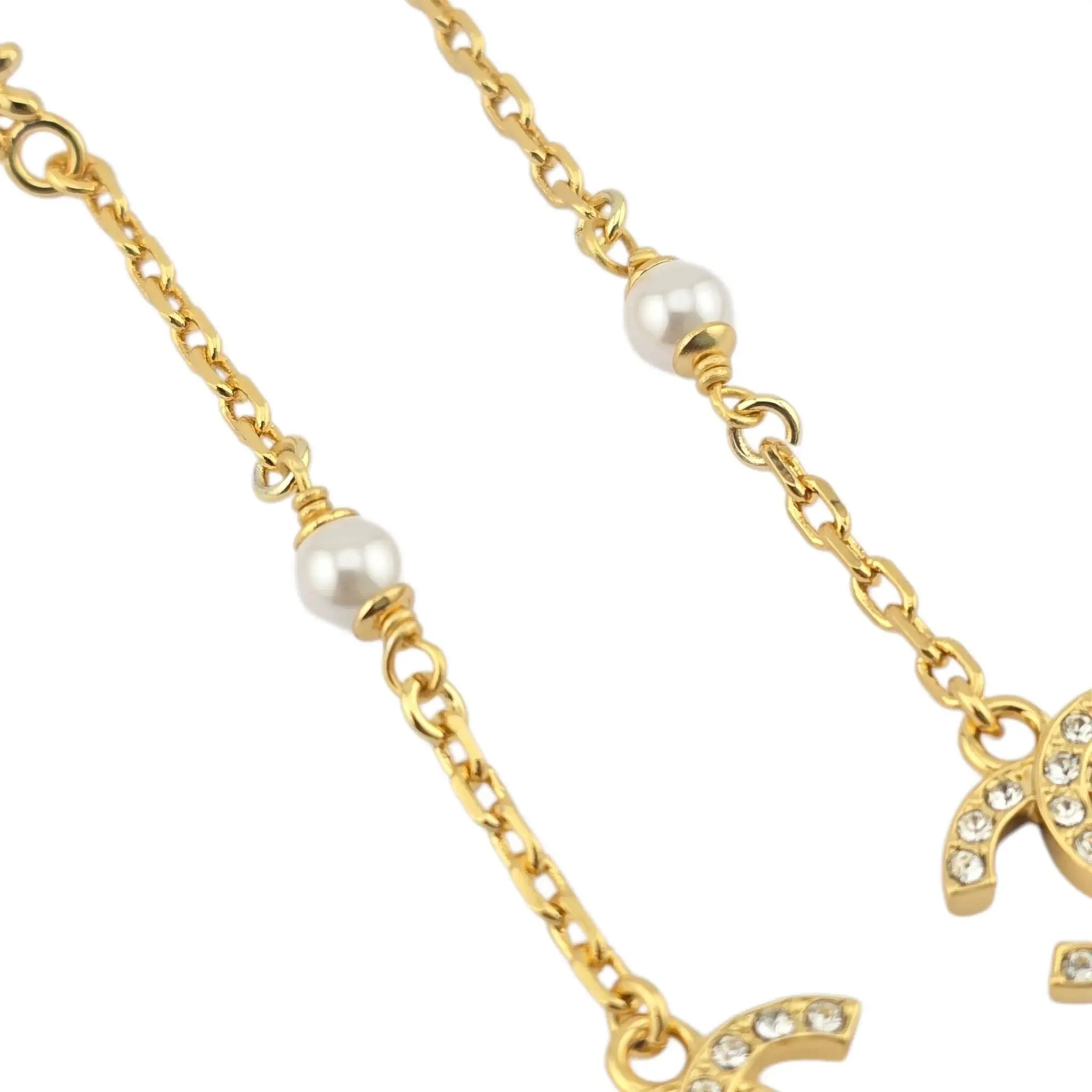 Chanel CC Gold Crystal Floral Drop Earrings 2023 CHANEL