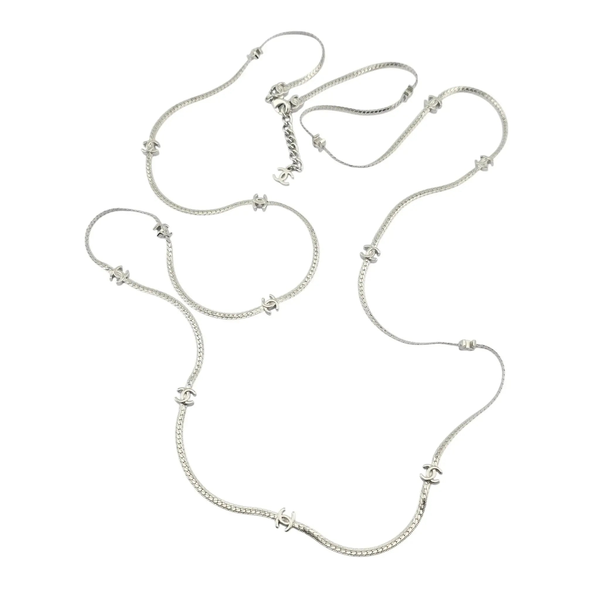 Chanel CC Silver Metal Long Necklace 2024 CHANEL