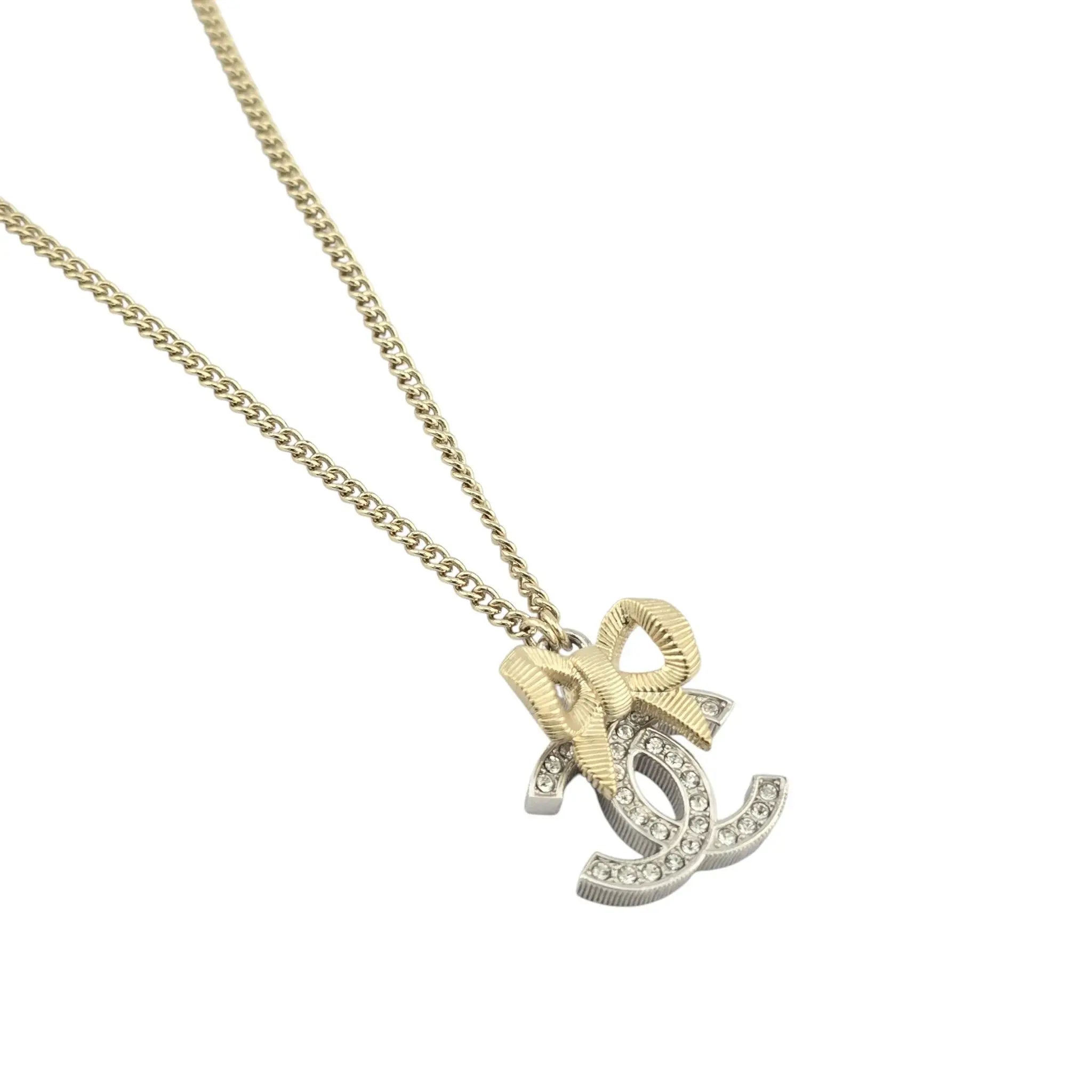 Chanel CC Bow Pendant Gold Silver Necklace 2024 CHANEL