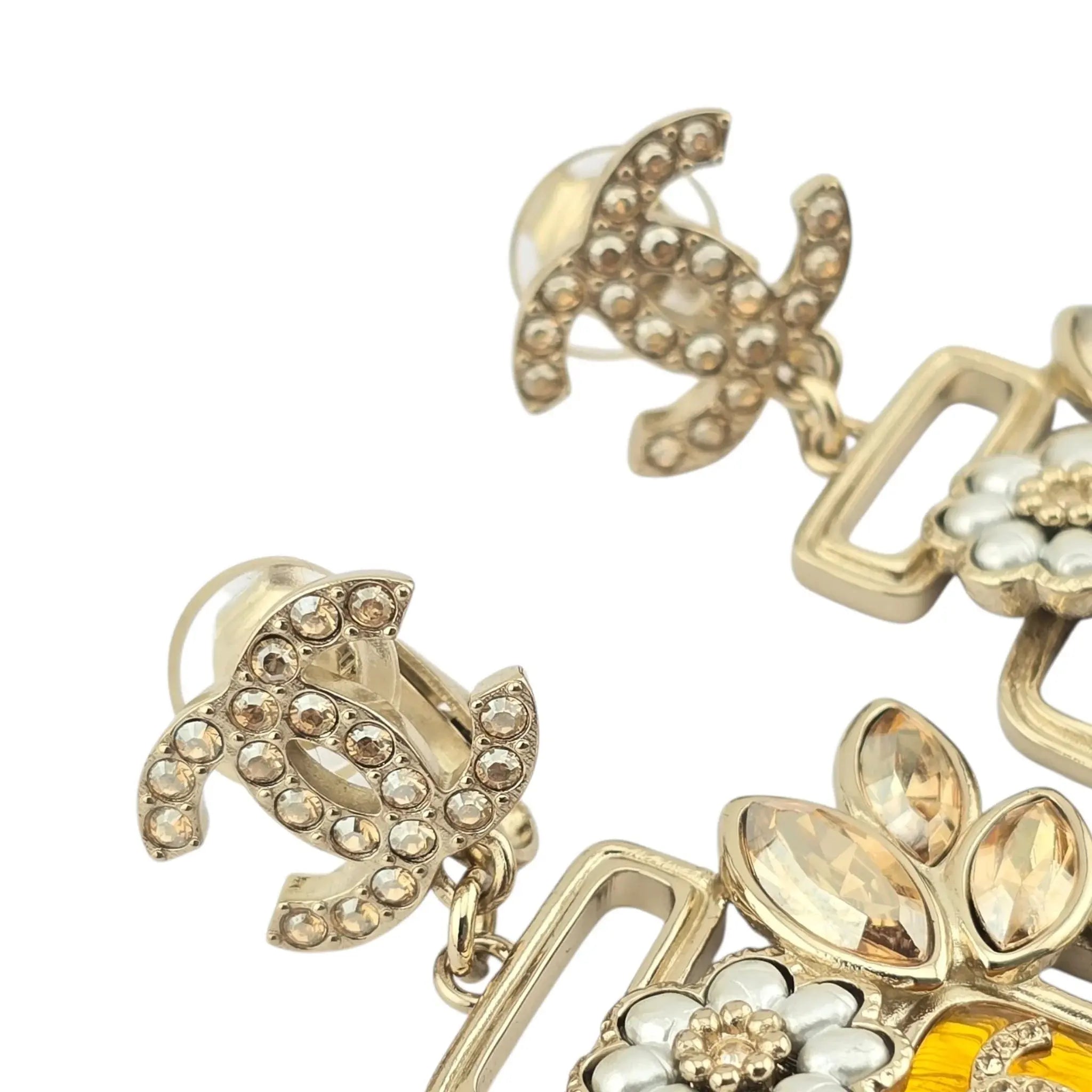 Chanel CC Floral Perfume Bottle Clip-On Earrings 2022 CHANEL