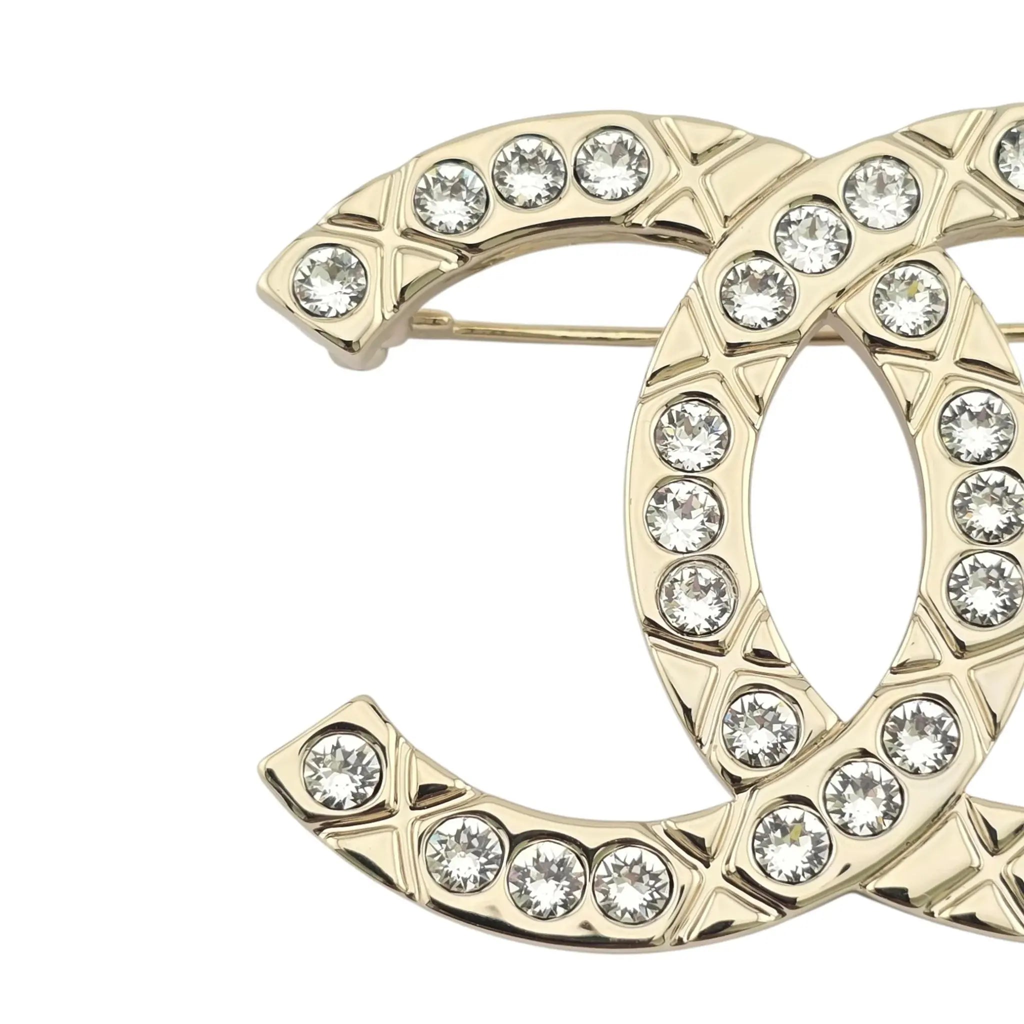 Chanel CC Gold Crystal Brooch B25 CHANEL