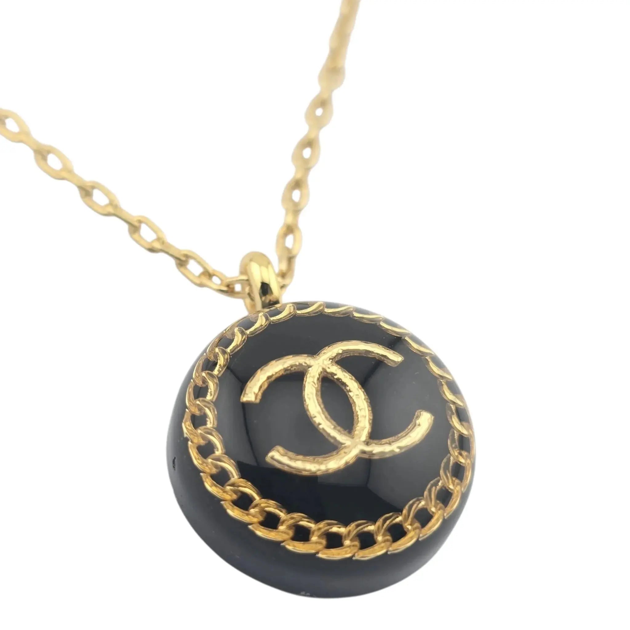 Chanel CC Gold / Black Pendant Necklace 2022 CHANEL