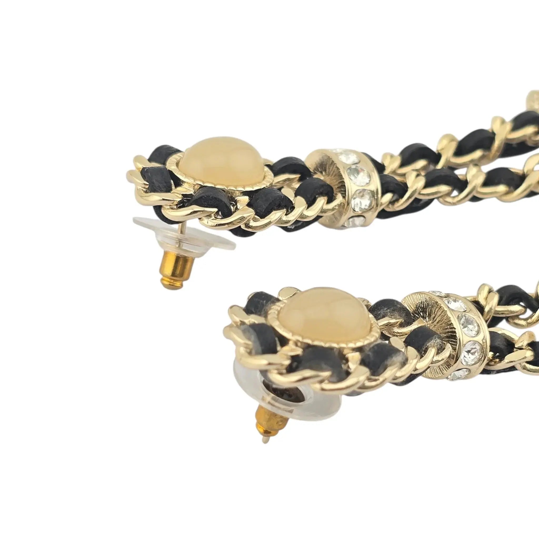 Chanel CC Black Leather Drop Earrings 2021 CHANEL