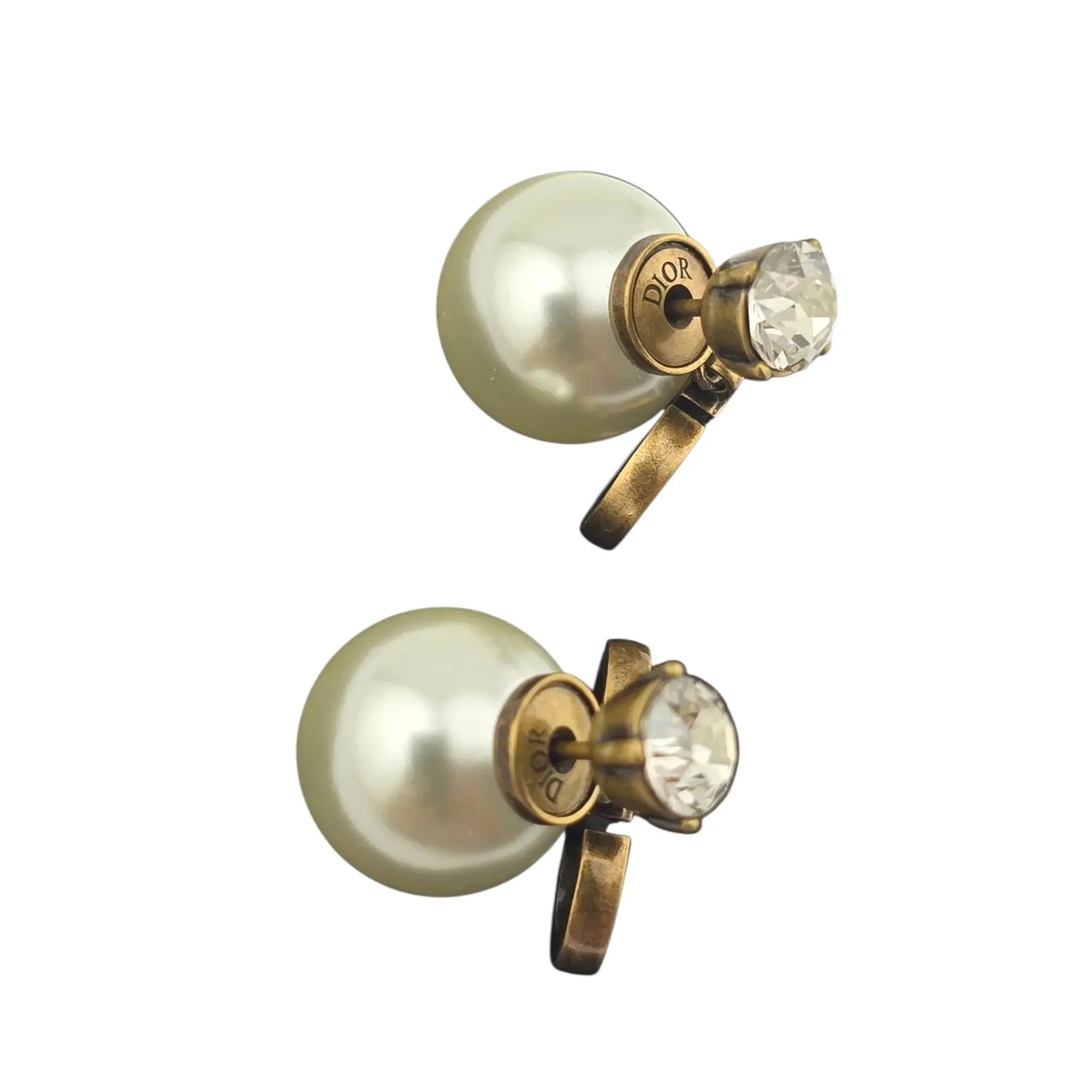 Christian Dior Tribales Faux Pearl Crystal CD Earrings DIOR