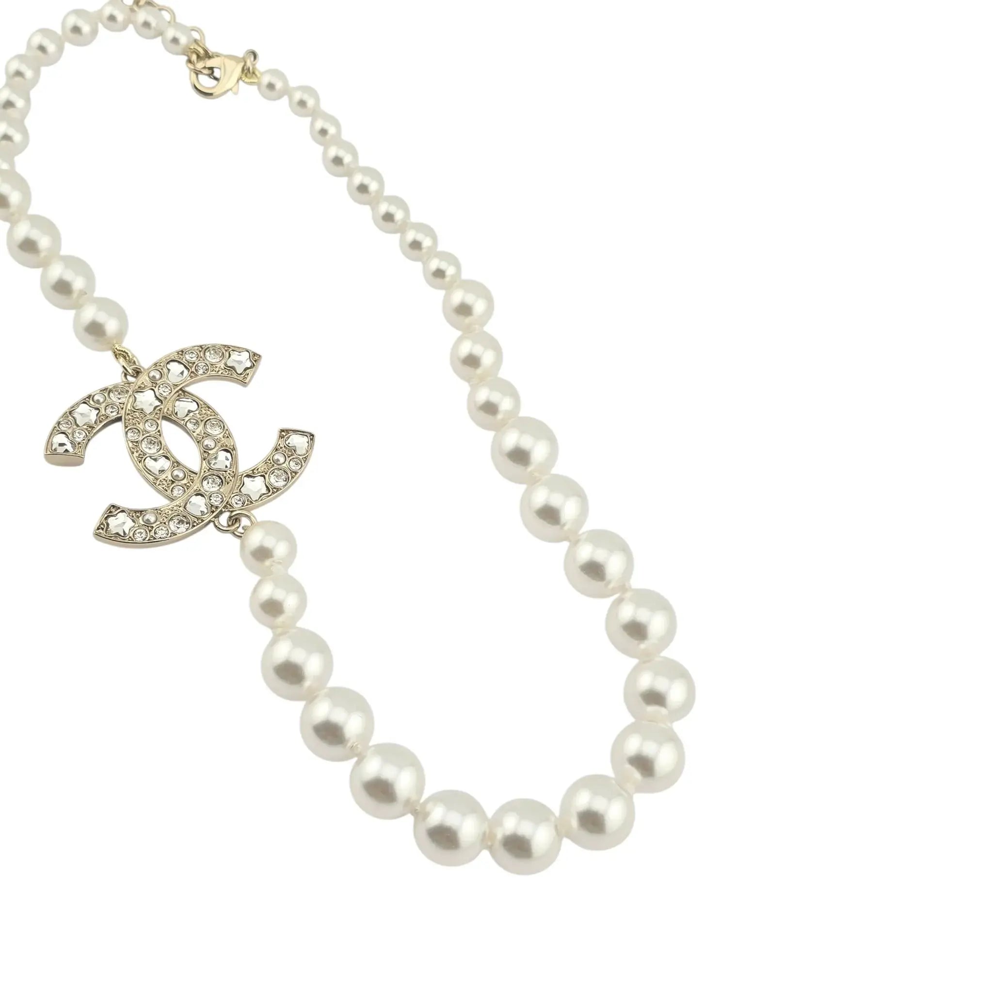Chanel CC Faux Pearl Gold Necklace 2025 CHANEL