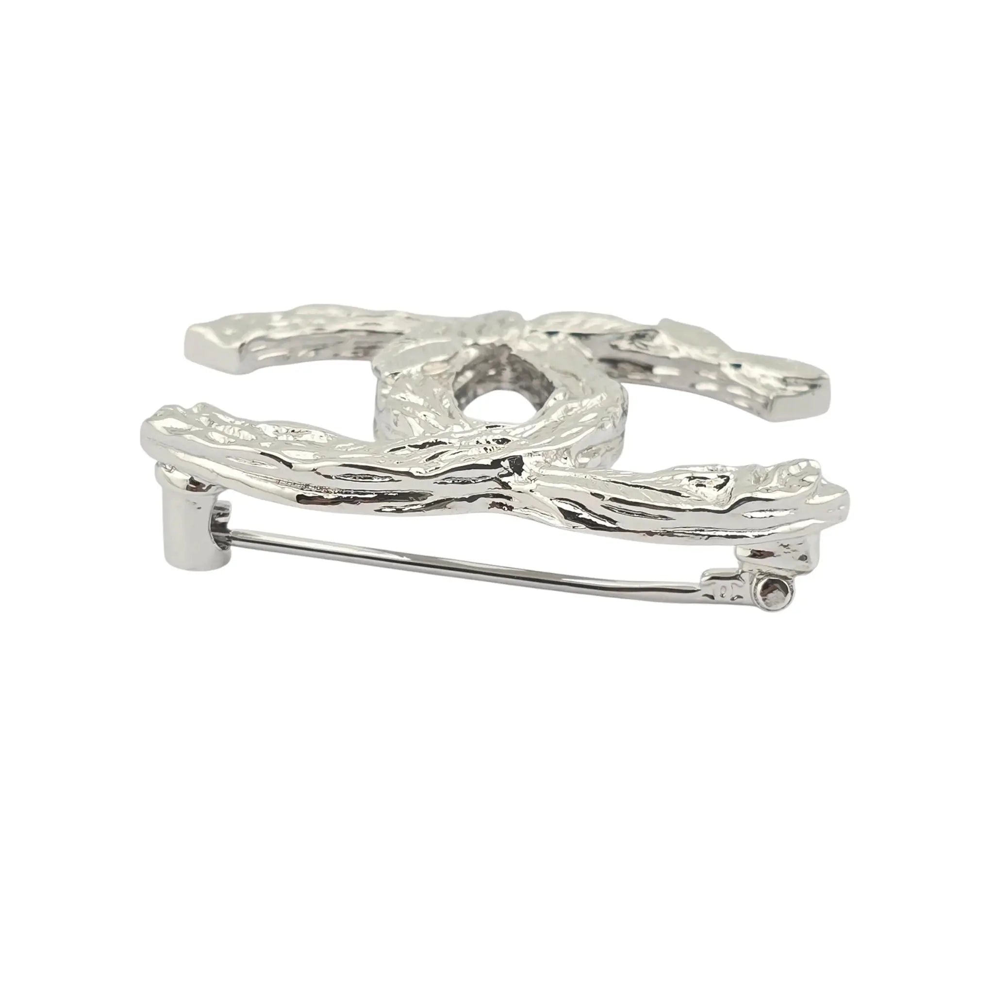 Chanel CC Metal Silver Brooch 2025 CHANEL