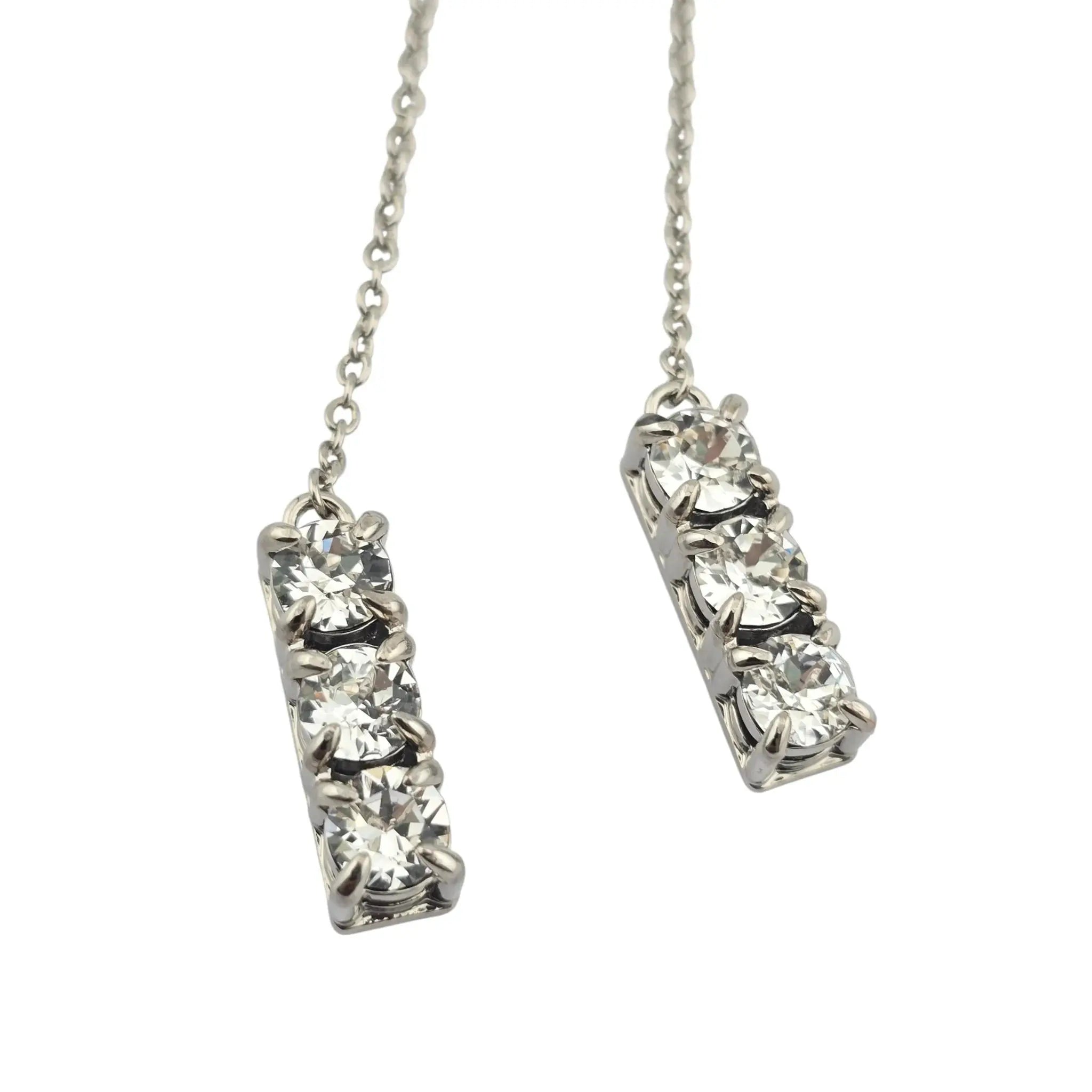 Miu Miu Logo Silver Crystal Drop Earrings MIU MIU