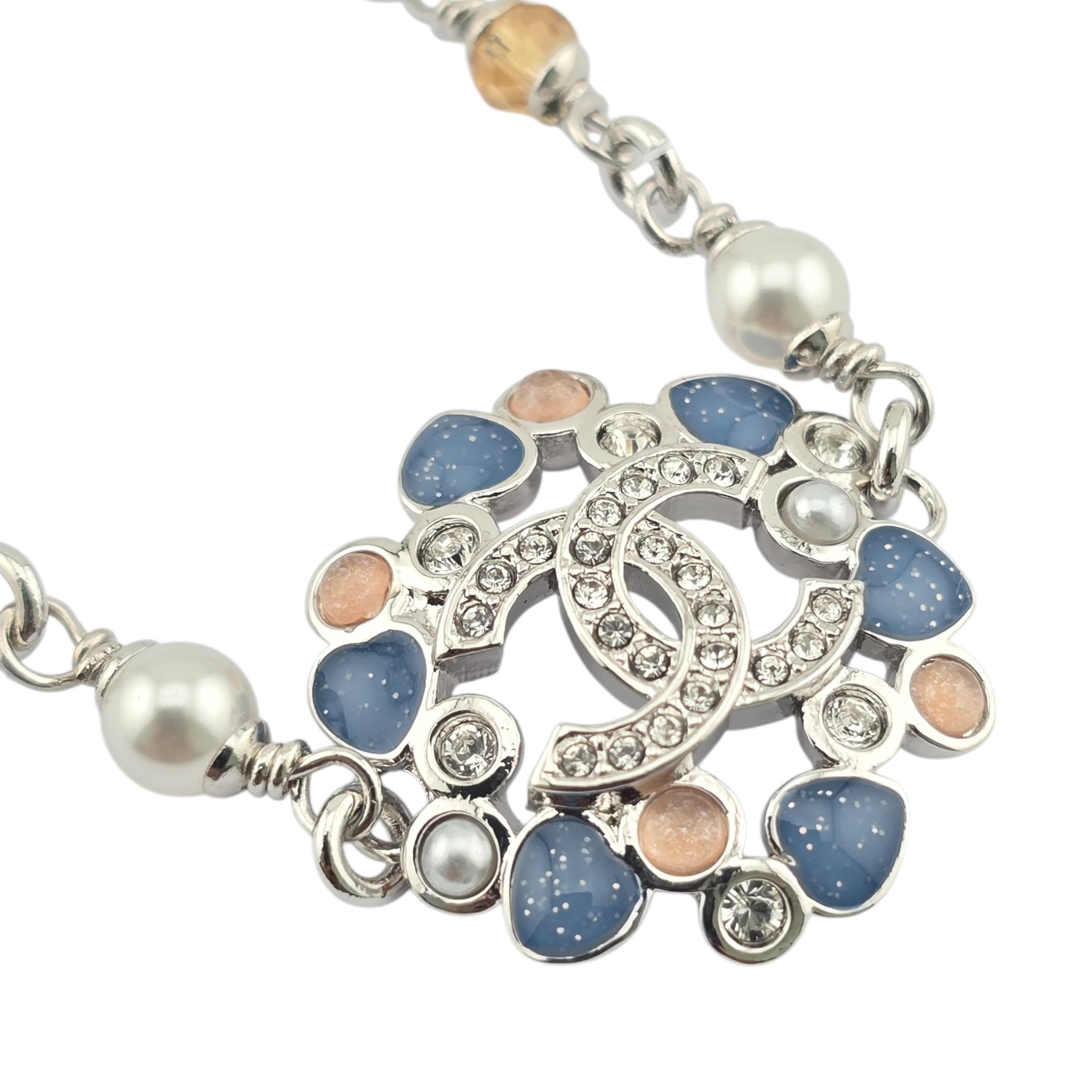 Chanel CC Silver Resin Pendant Necklace 2025 CHANEL