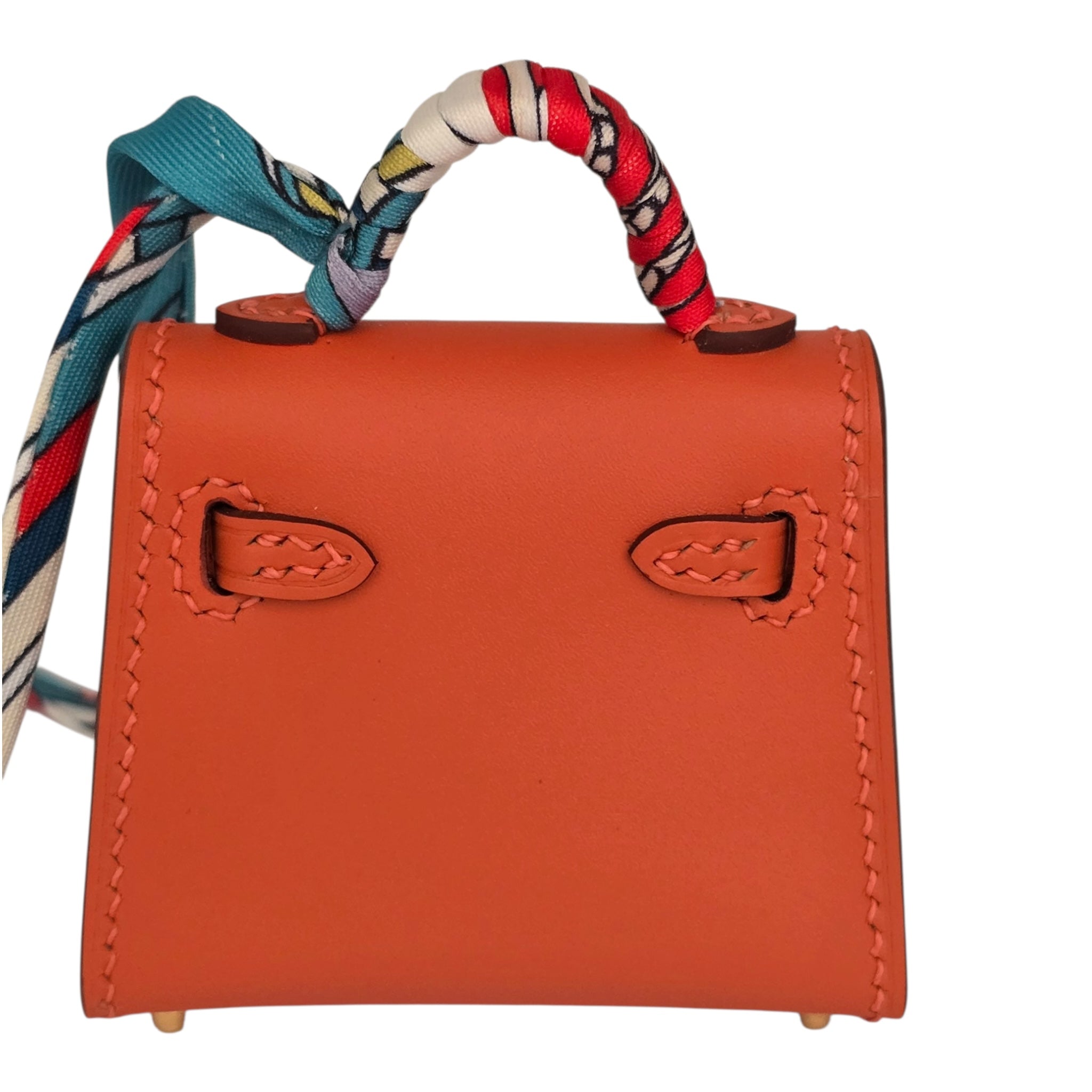 Hermes Tadelakt Mini Kelly Twilly Bag Charm Capucine HERMES