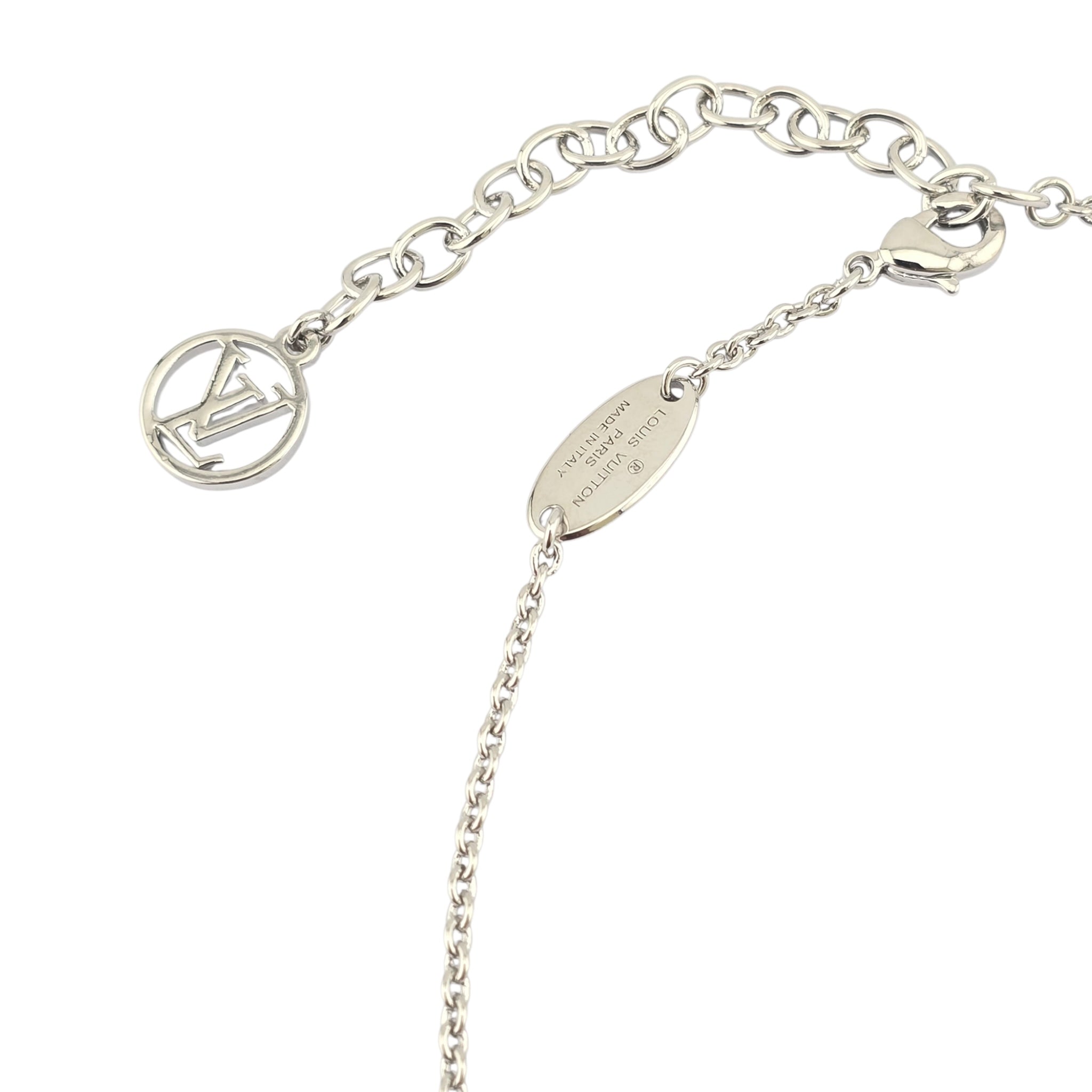Louis Vuitton L To V Silver Crystal Necklace