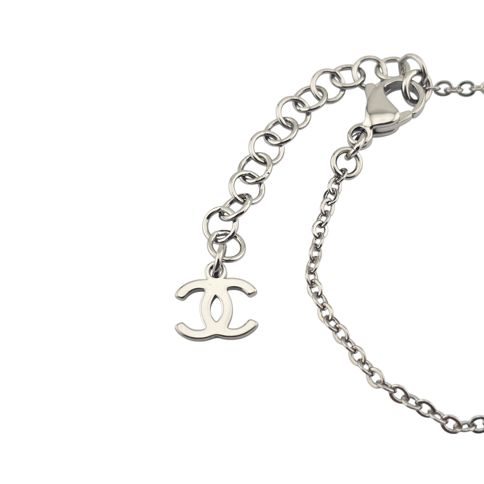 Chanel CC Round Silver Pink Bracelet 2025 CHANEL