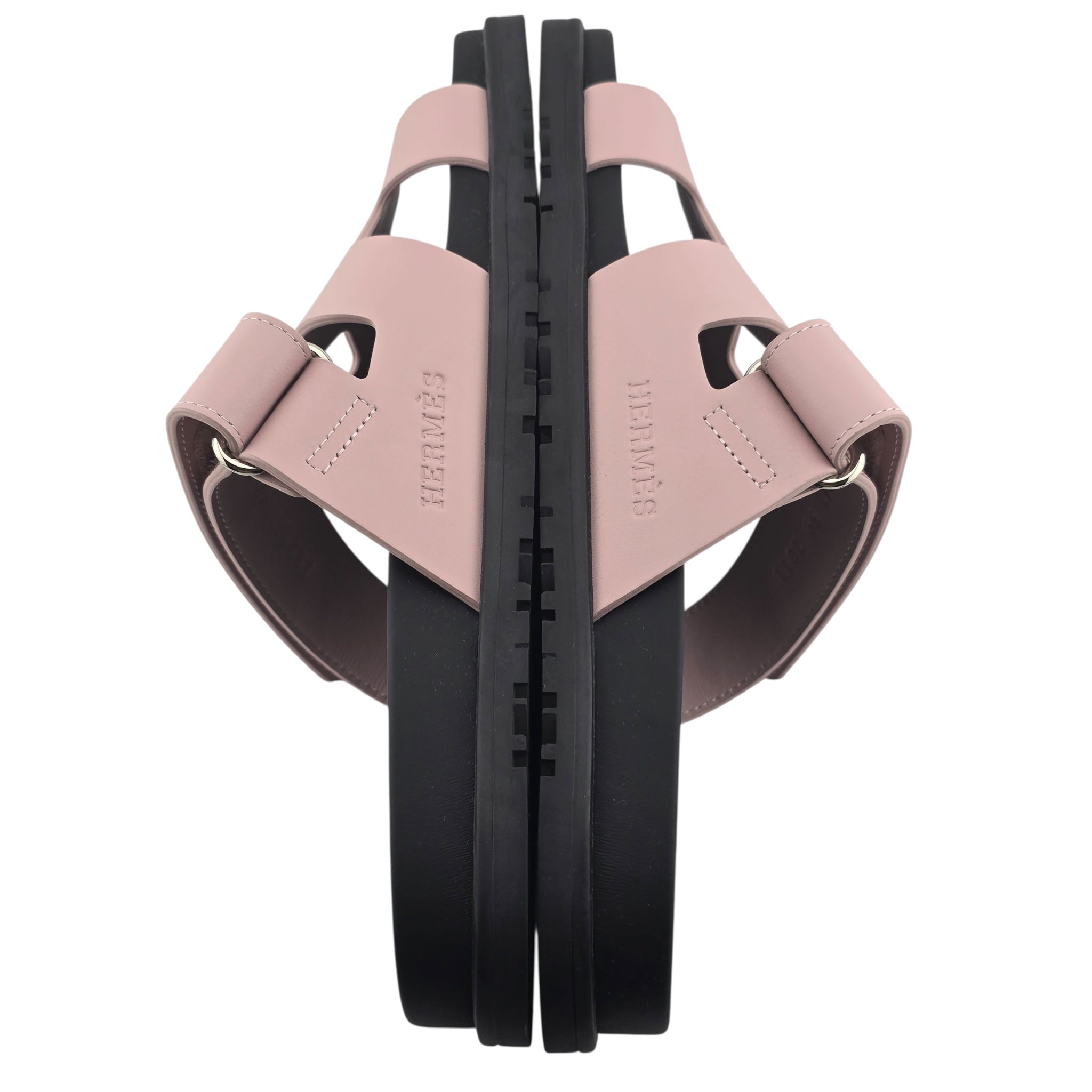 Hermes Chypre Leather Sandal Rose Cancan 39 UK6 HERMES