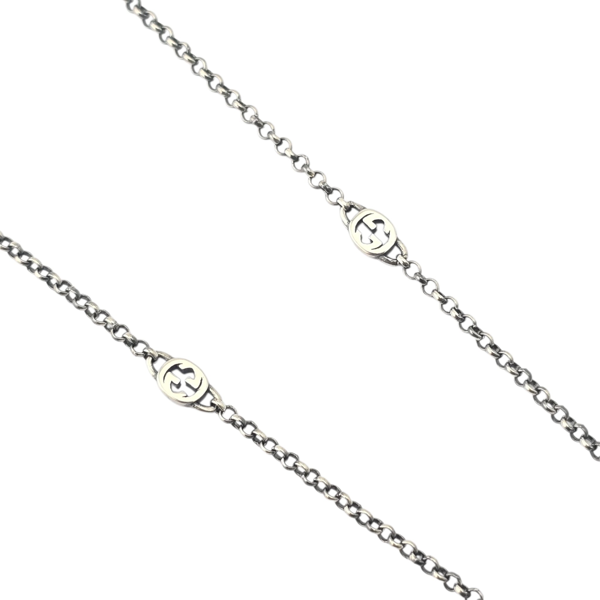 GUCCI Interlocking G Flower Sterling Silver Necklace GUCCI