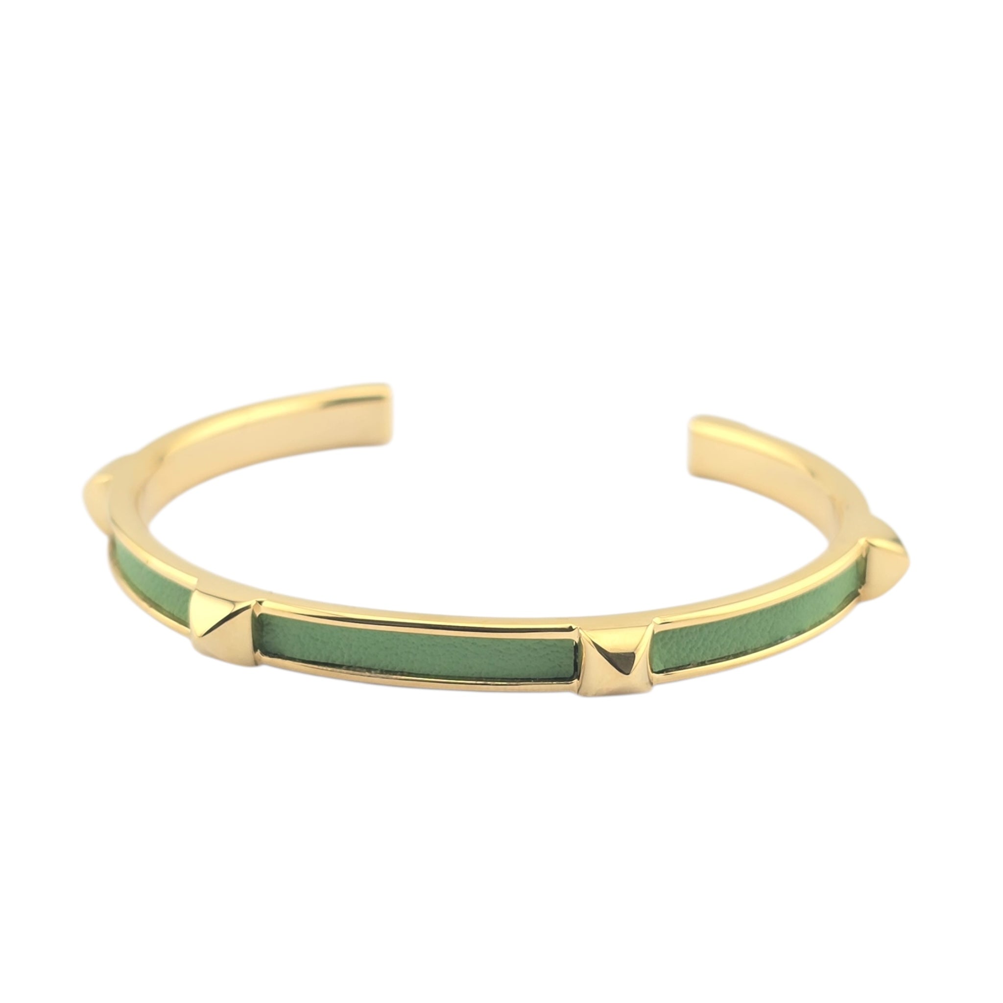 Hermes Athena Green Gold Leather Bracelet HERMES