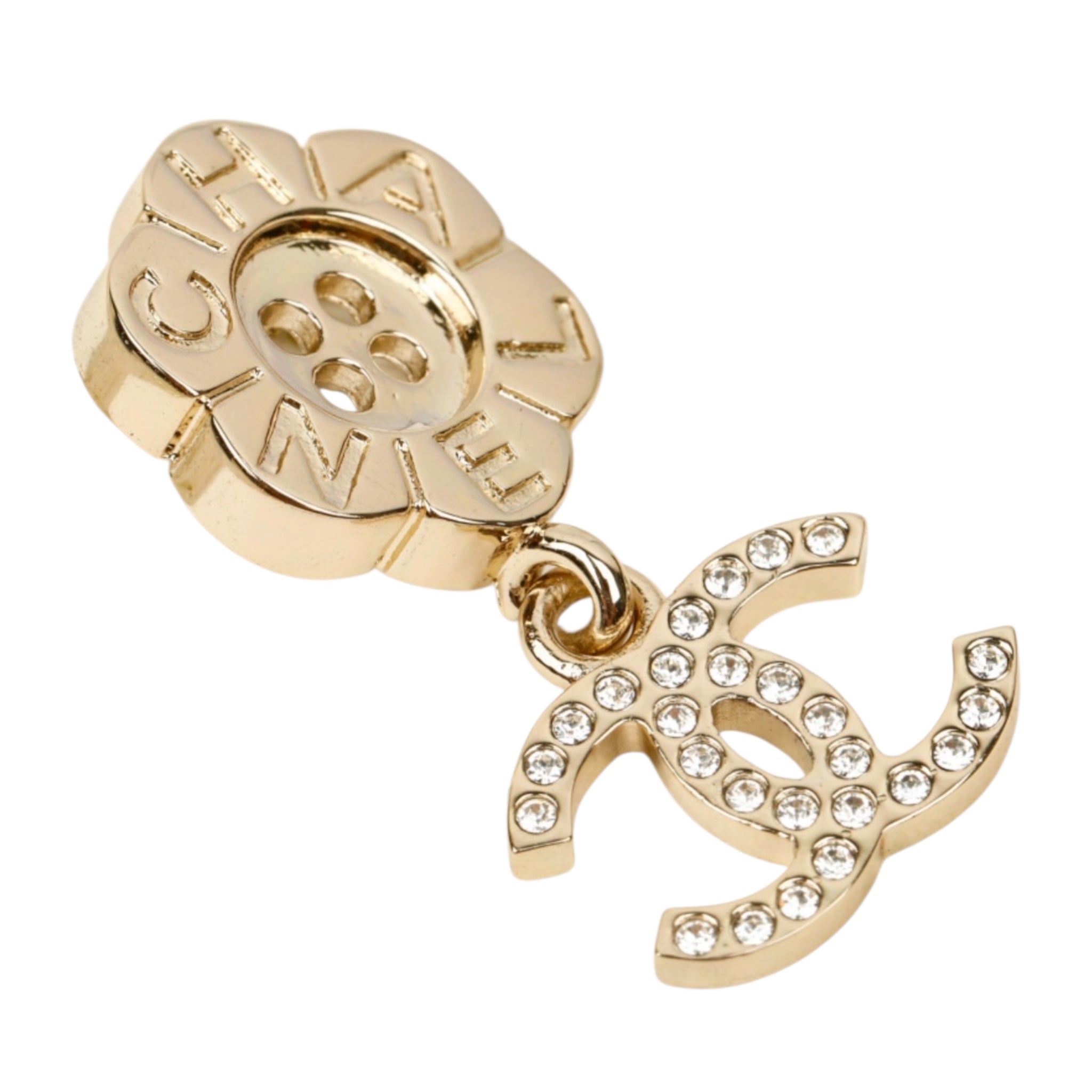 Chanel CC Camellia Drop Gold Earrings 2025 CHANEL