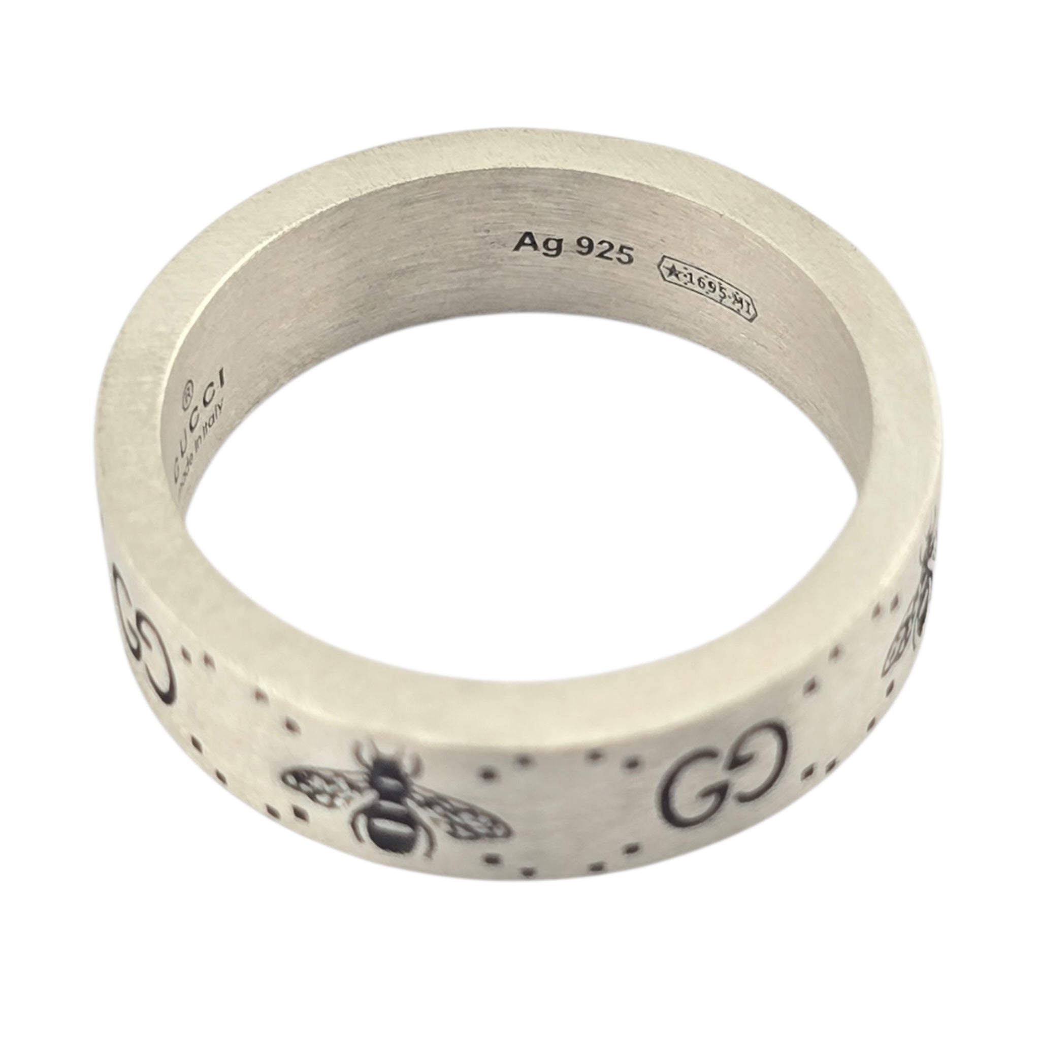GUCCI GG Bee Motif 6mm Sterling Silver Ring GUCCI