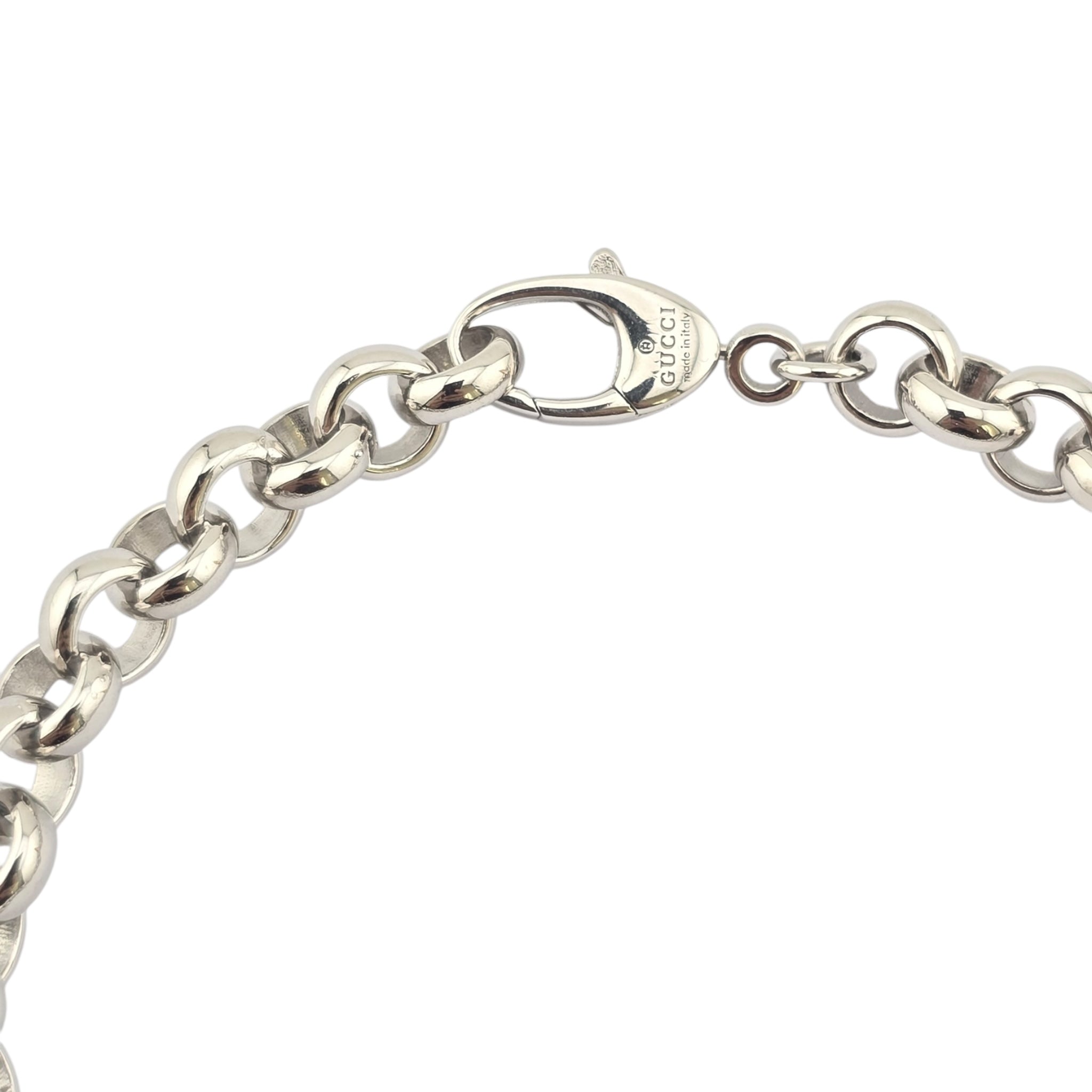 GUCCI Trademark GG Sterling Silver Charm Bracelet GUCCI