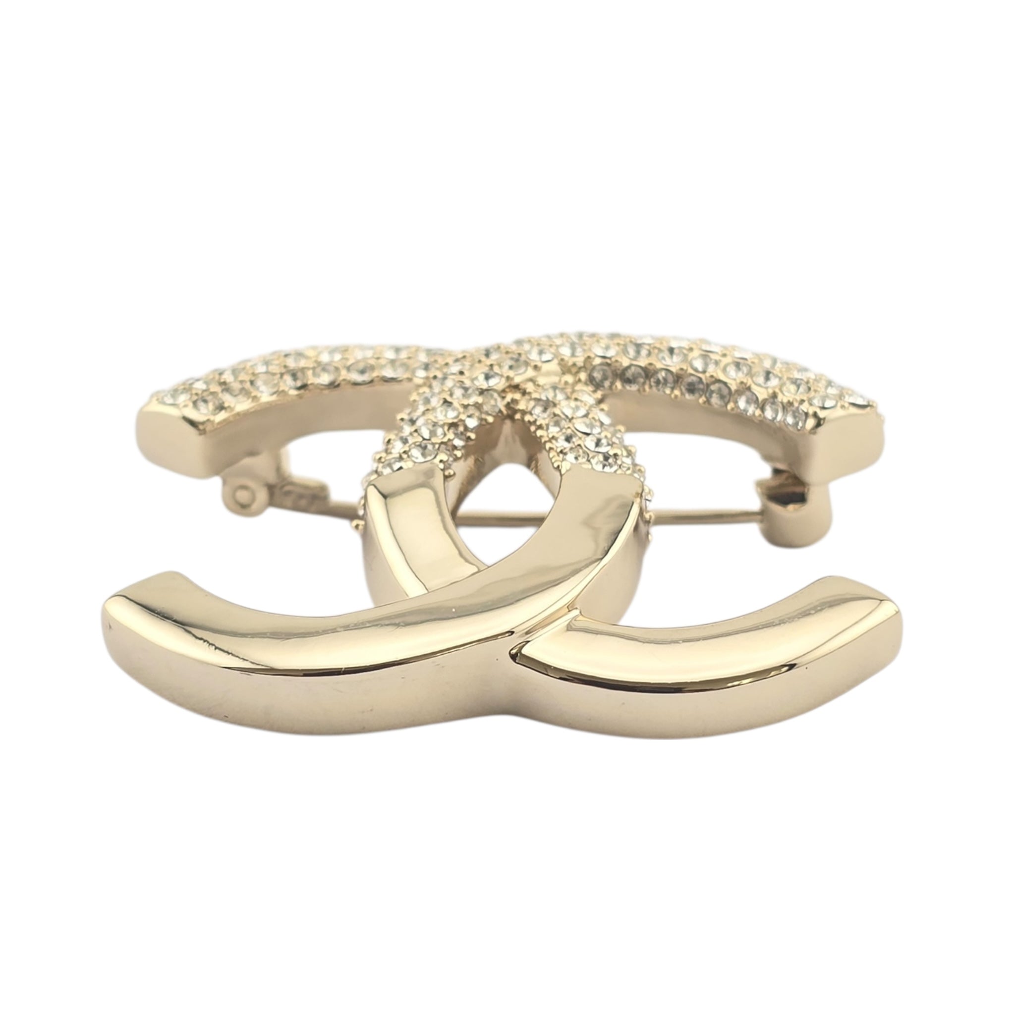 Chanel CC Gold Crystal Brooch 2022 CHANEL