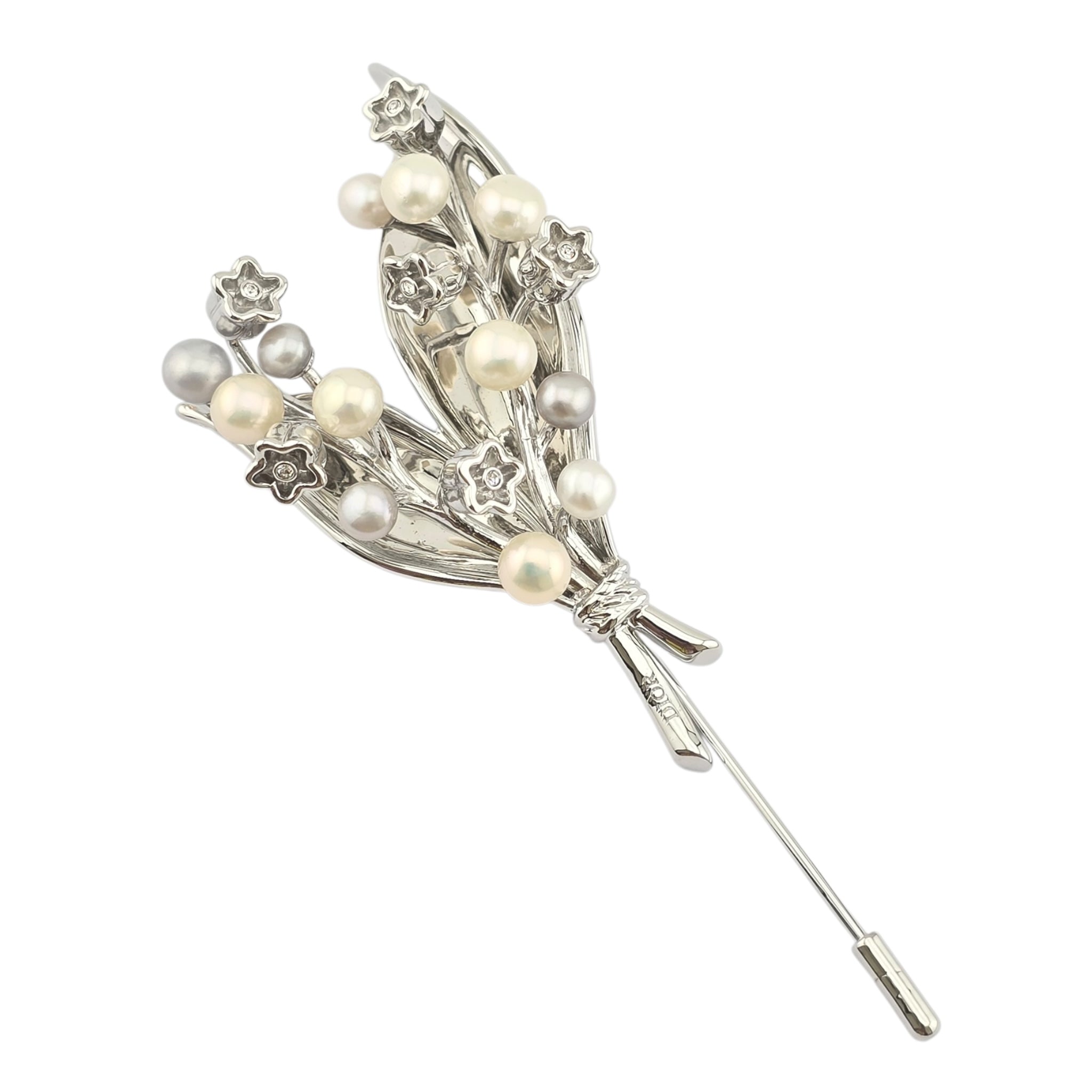 Christian Dior Pearl Lily of the Valley Brooch Pin DIOR