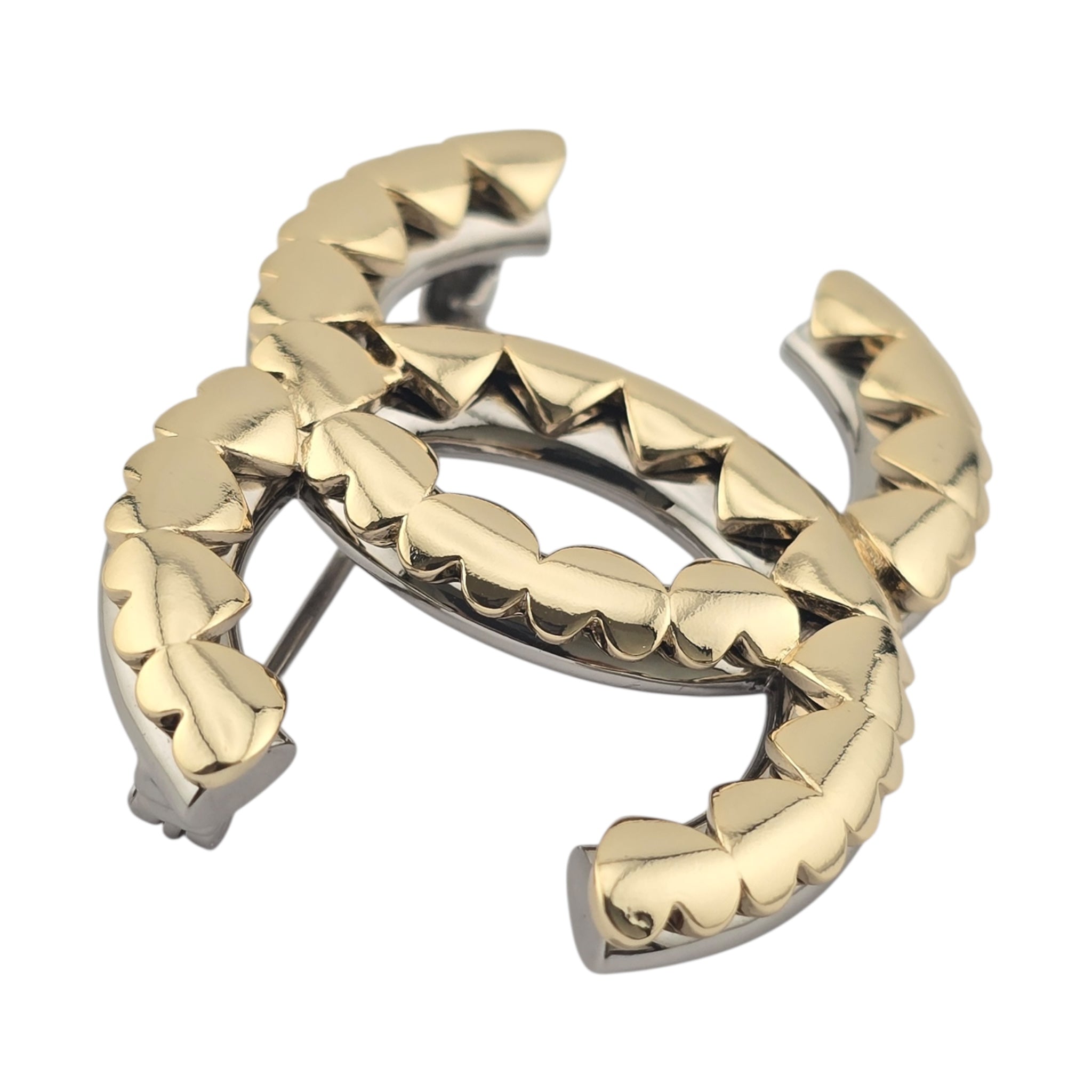 Chanel CC Gold Ruthenium Hearts Brooch 2022 CHANEL