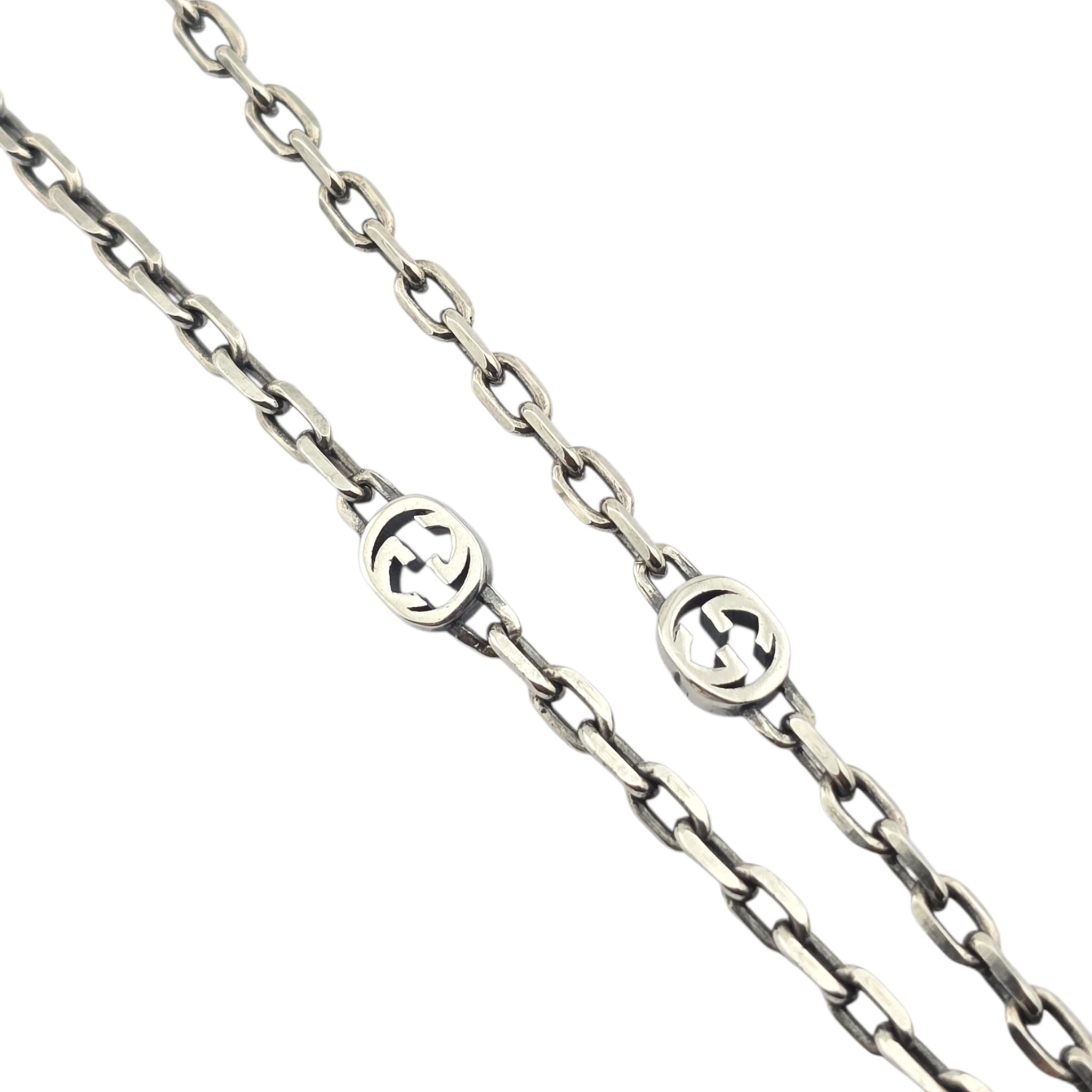 GUCCI GG Interlocking Pendant Silver Necklace GUCCI