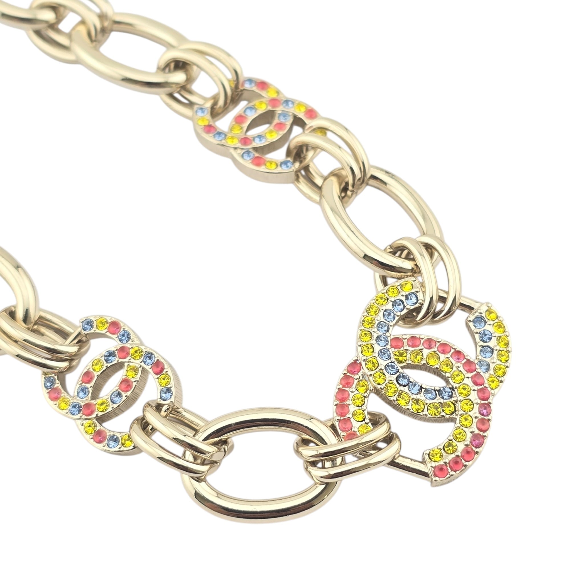 Chanel CC Multicoloured Crystal Pendant Choker Necklace 2023 CHANEL