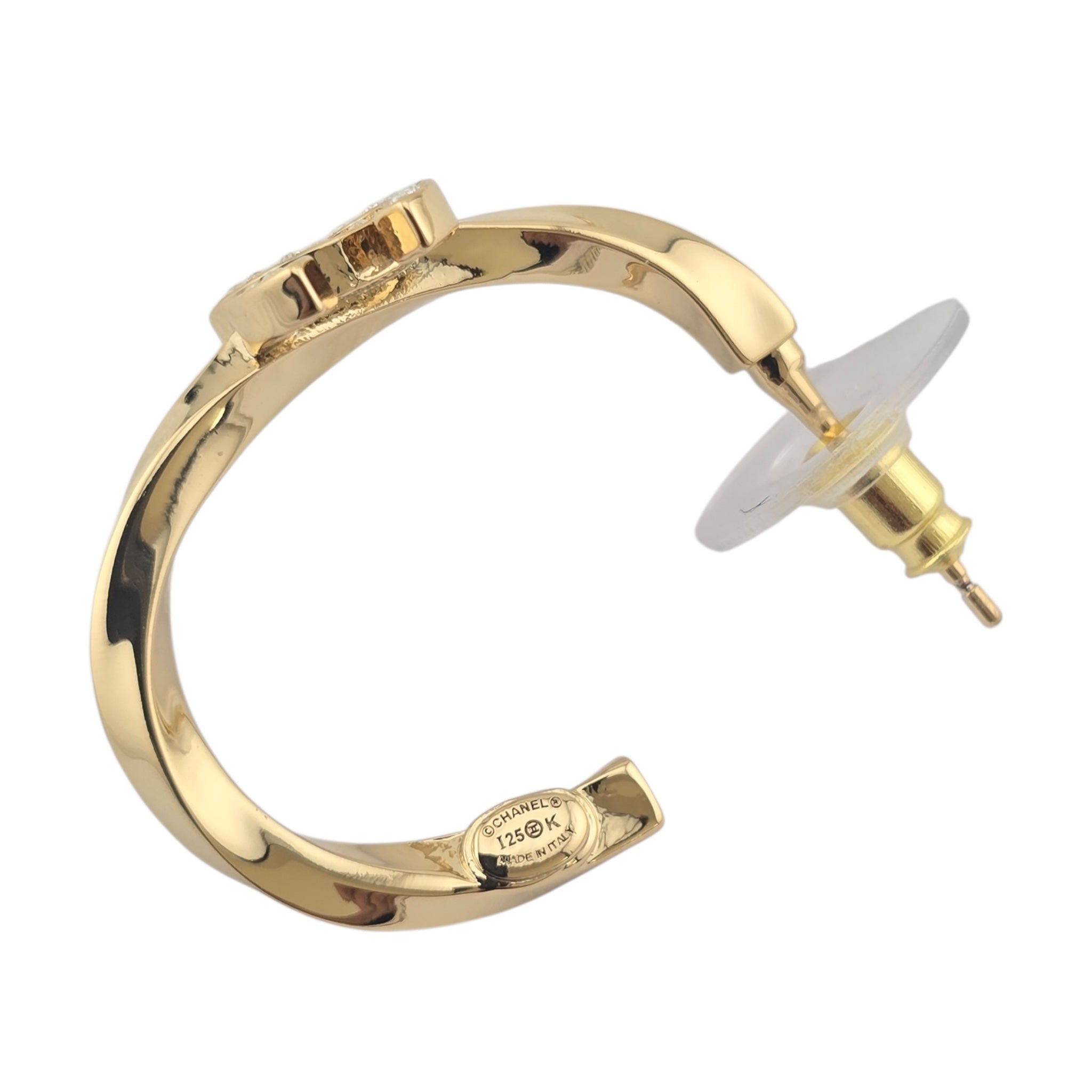 Chanel CC Gold Hoop Crystal Earrings 2025 CHANEL