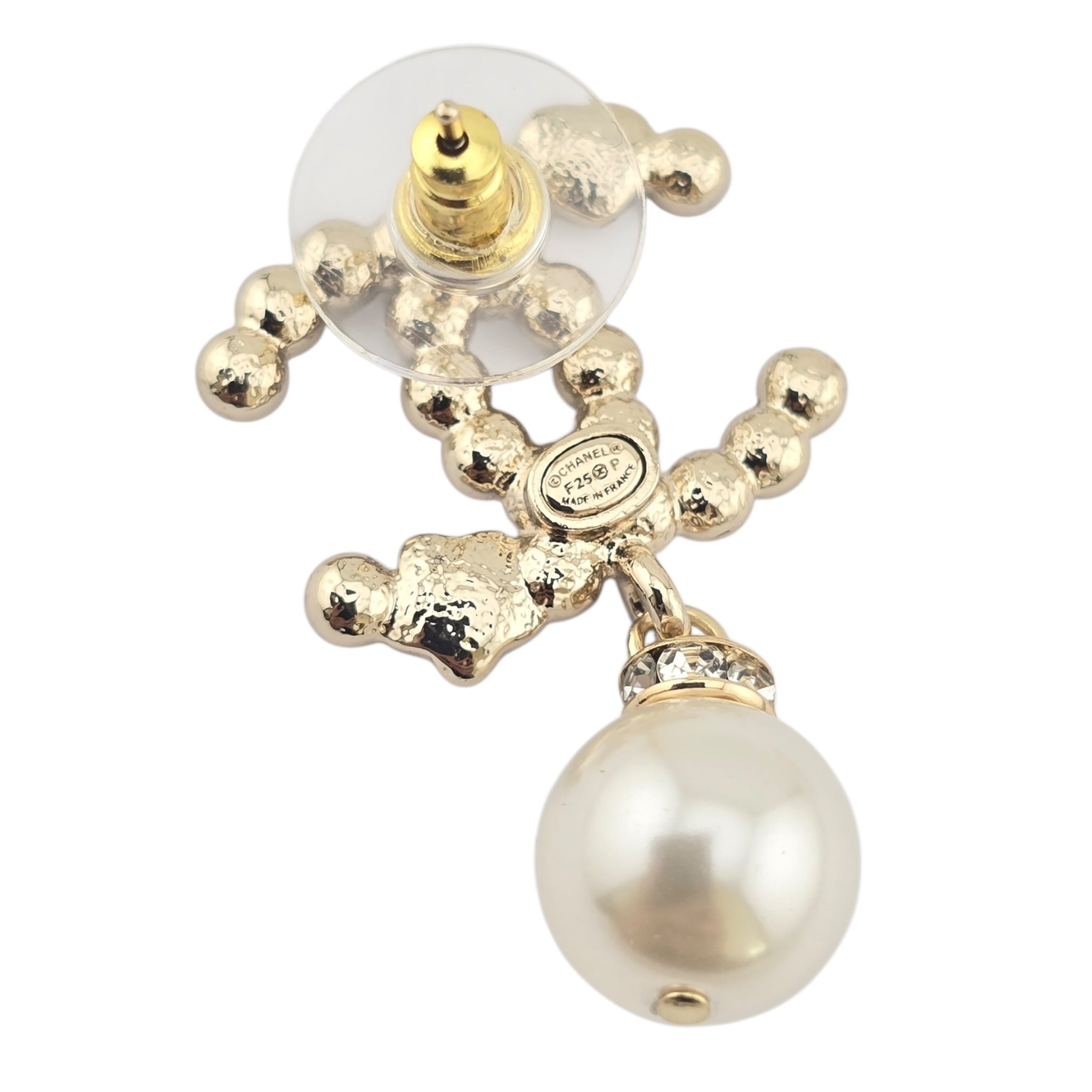 Chanel CC Gold Drop Crystal Faux Pearl Earrings 2022 CHANEL