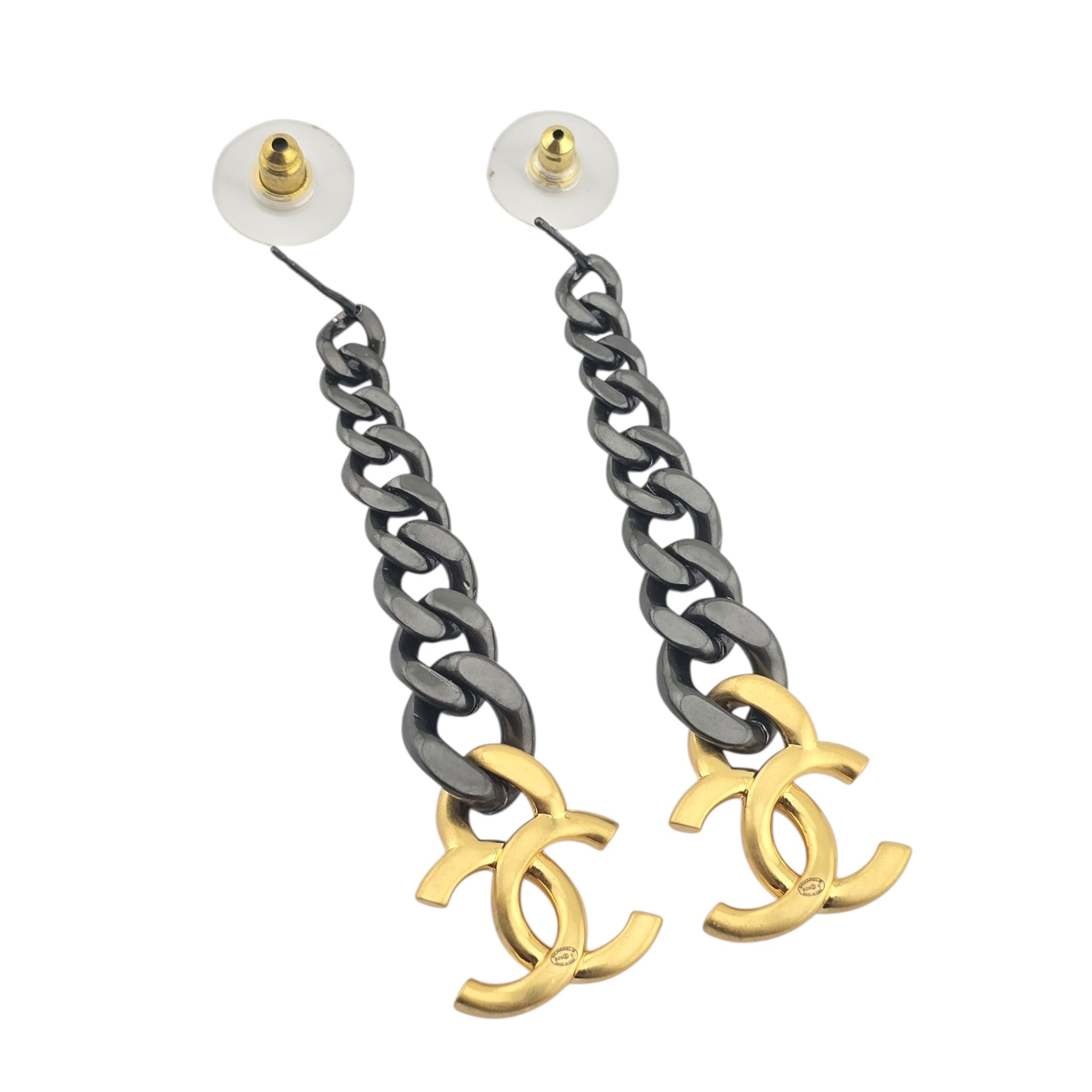 Chanel CC Chain Earrings Gold Ruthenium 2020 CHANEL