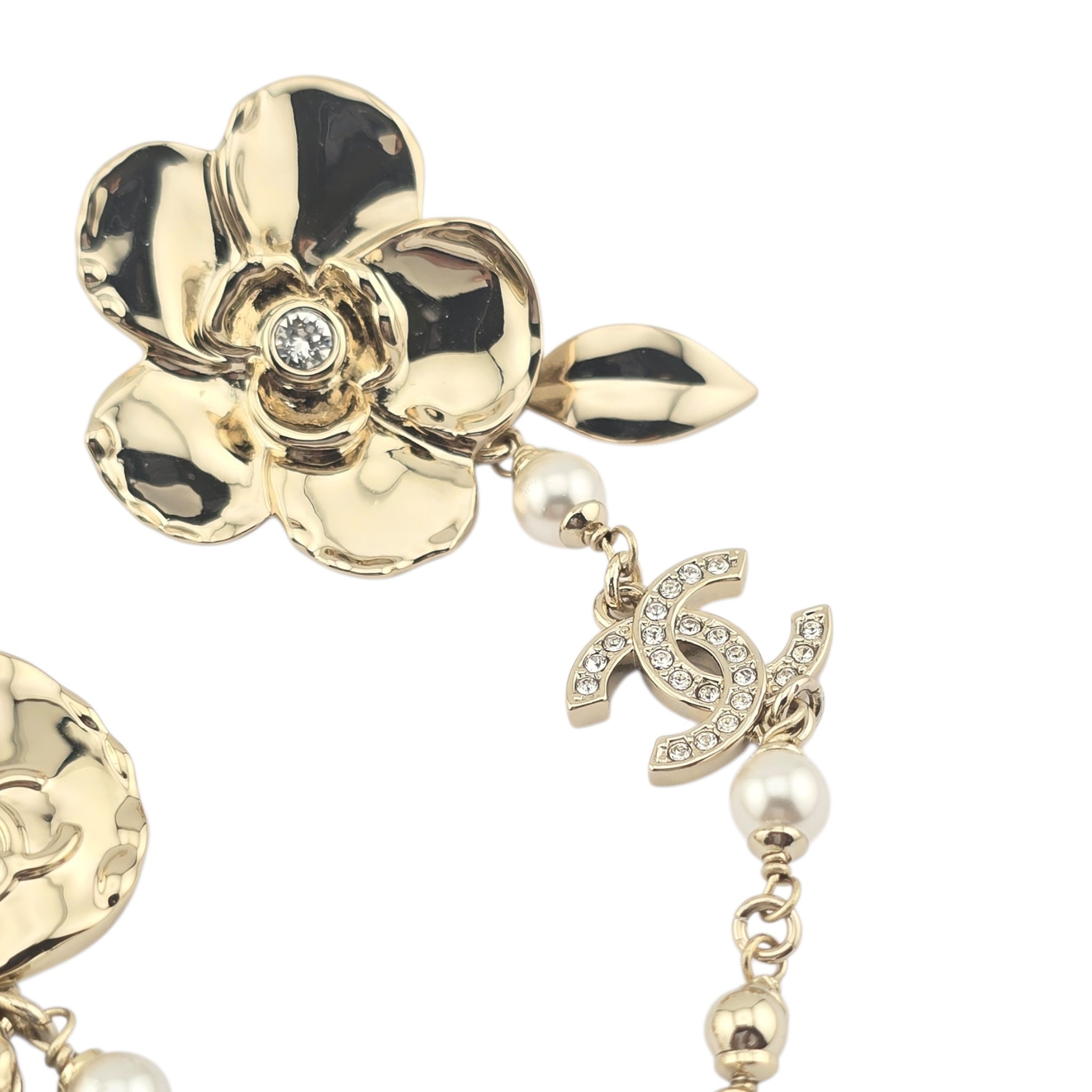 Chanel CC Camelia Chain Gold Brooch 2024 CHANEL