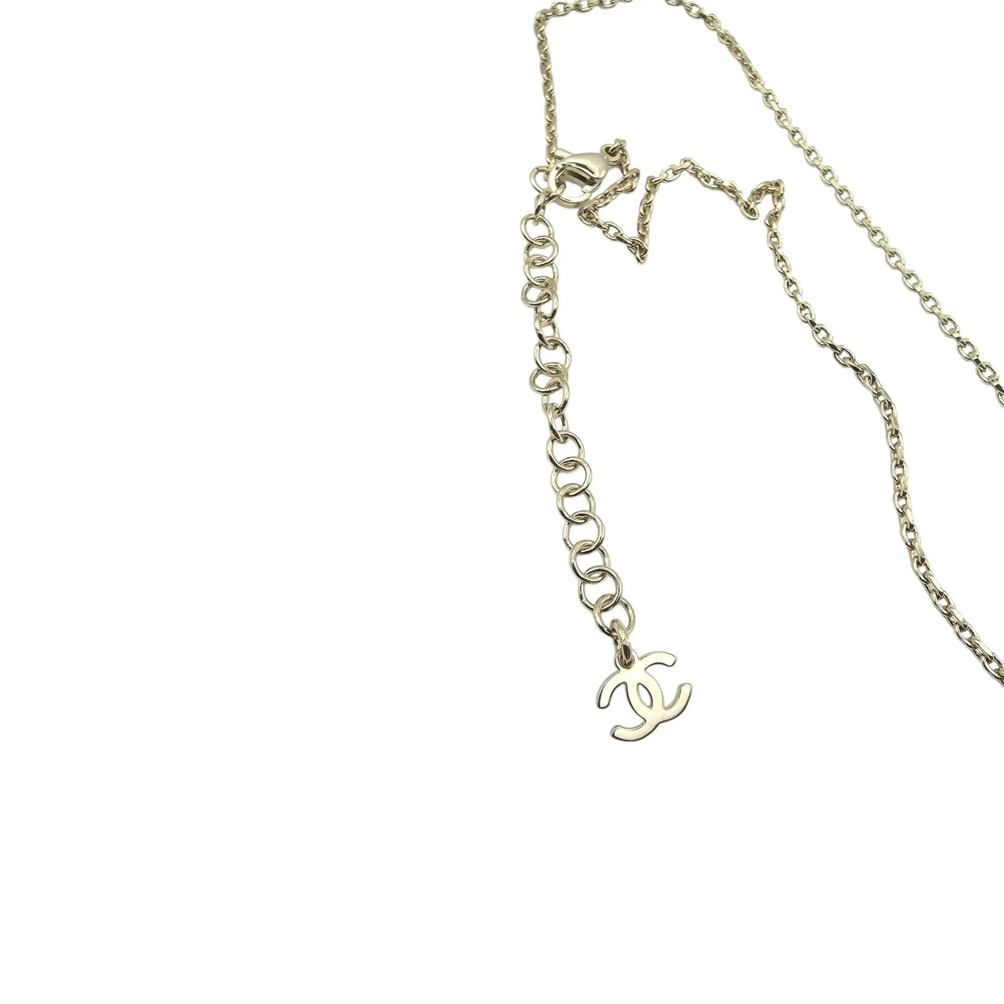 Chanel CC Gold Round Crystal Pendant Necklace 2024 CHANEL