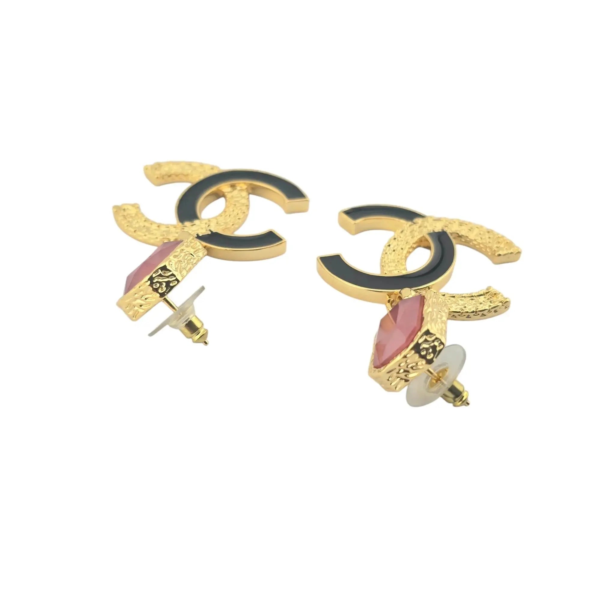 Chanel CC Pendant Gold Red Drop Earrings 2024 CHANEL