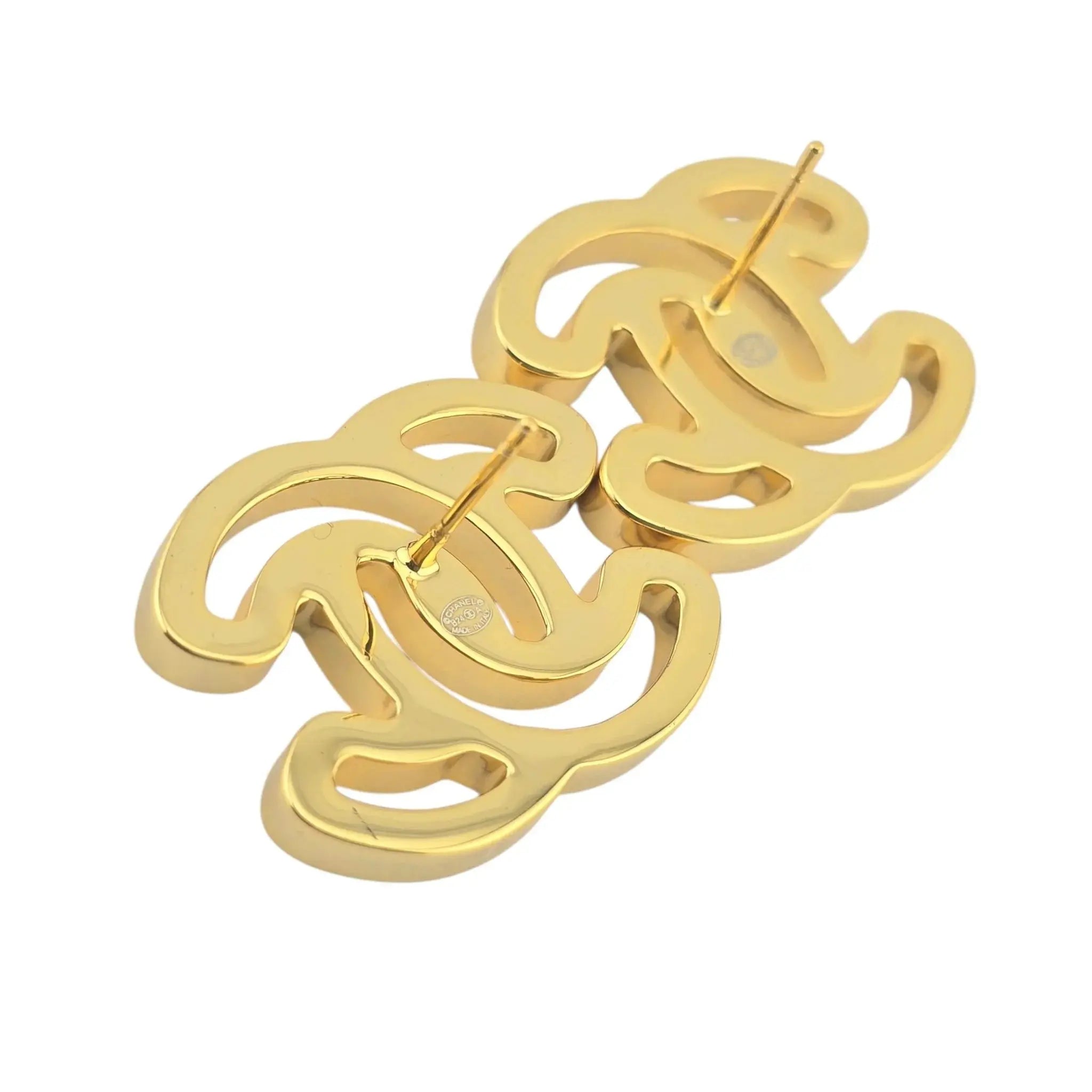 Chanel CC Gold Black Enamel Earrings 2024 CHANEL