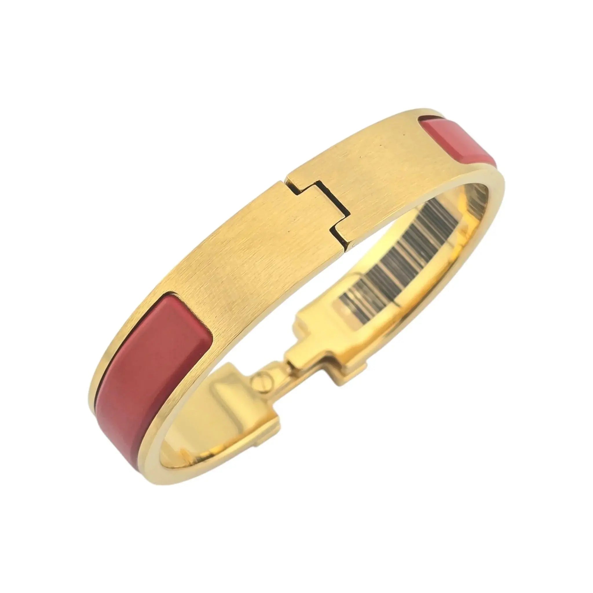 Hermès Clic HH Bracelet Gold (Red) Rouge Matte PM HERMES