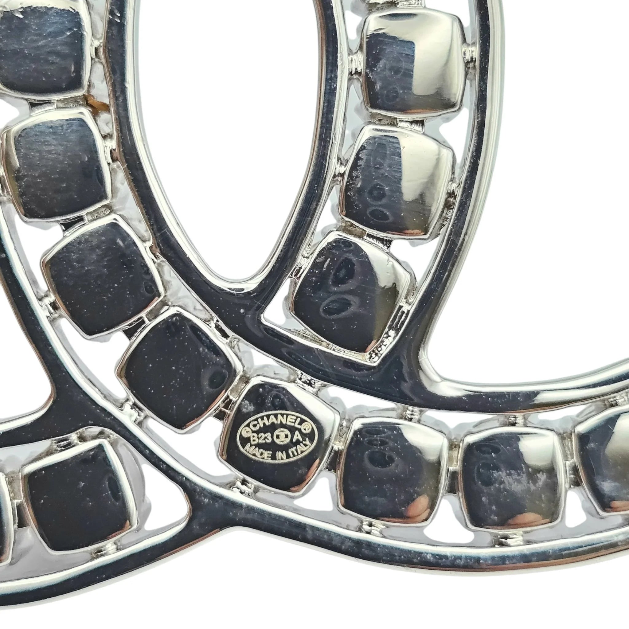 Chanel CC XL Crystal Silver Brooch 2023 CHANEL