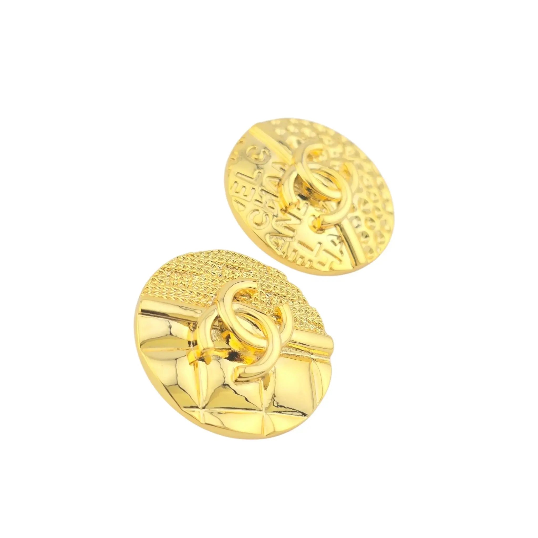 Chanel CC Round Gold Earrings 2024 CHANEL