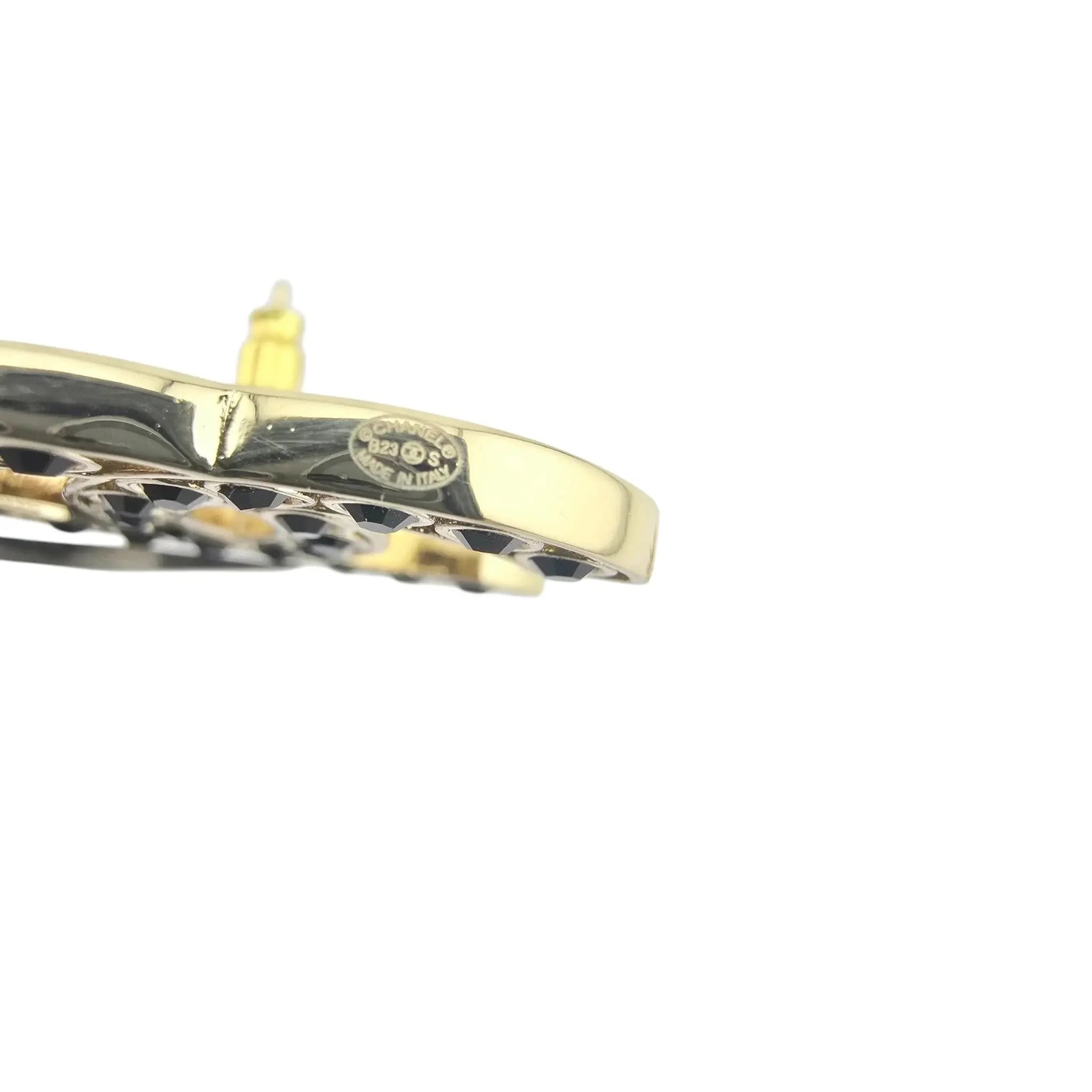 Chanel CC 23S Gold Black Stud Earrings CHANEL