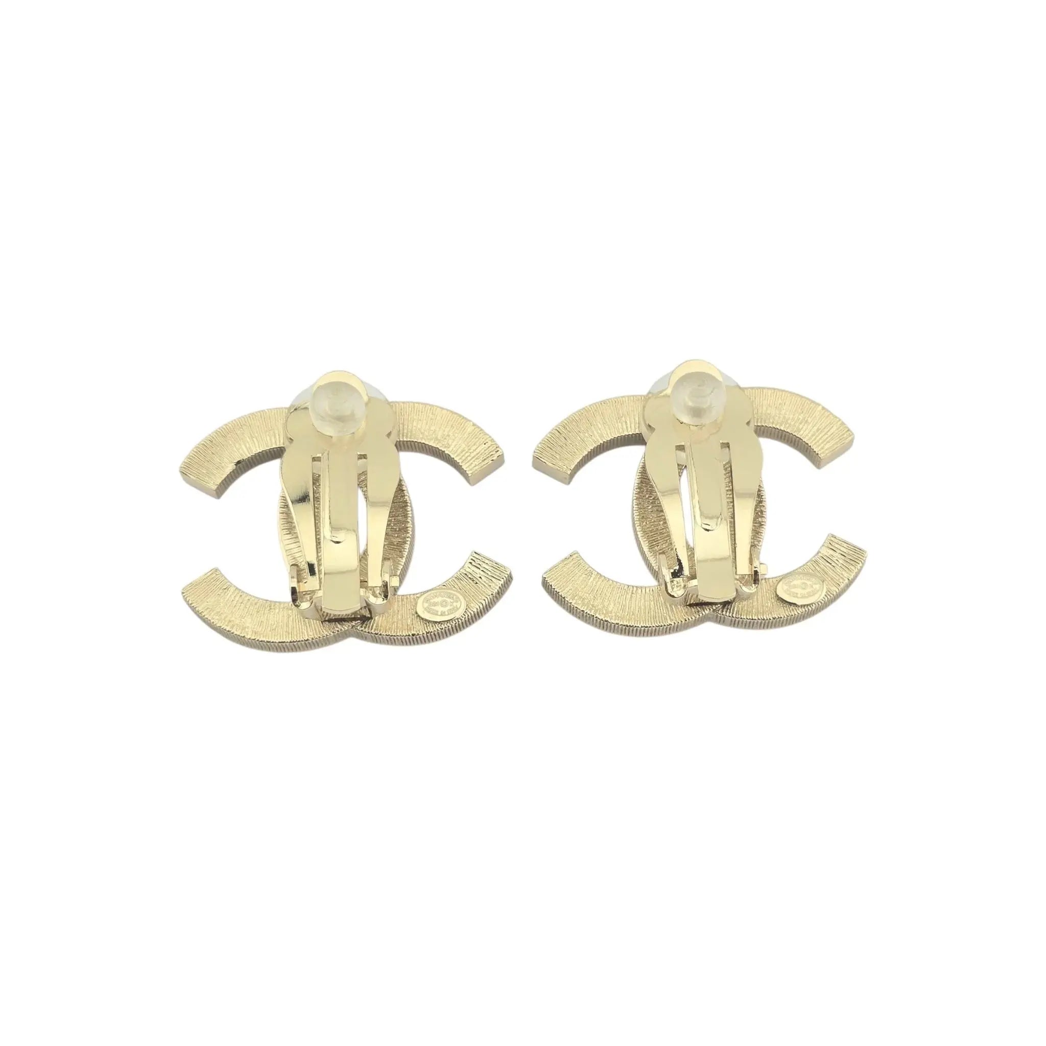 Chanel CC Crystal Gold Clip On Earrings 2024 CHANEL
