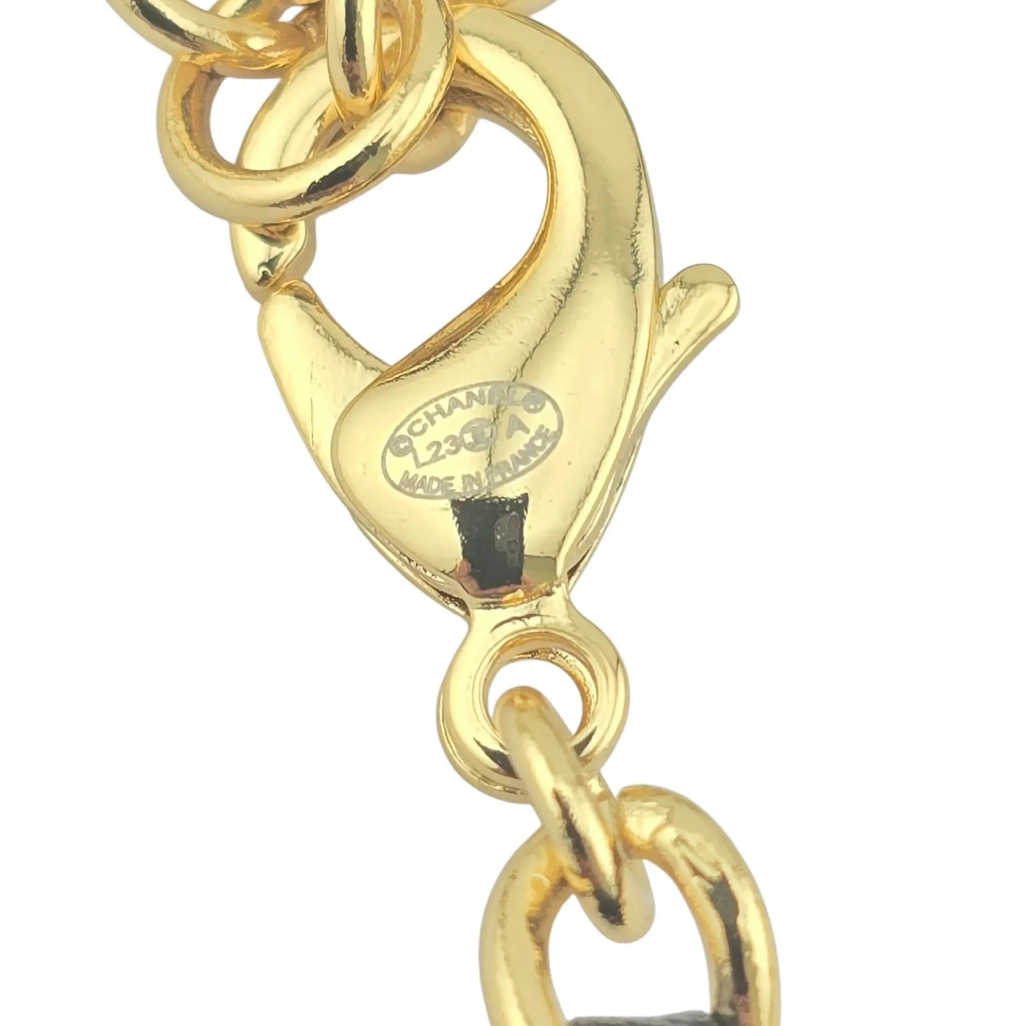 Chanel CC Faux Pearl Leather Gold Choker Necklace 2023 CHANEL