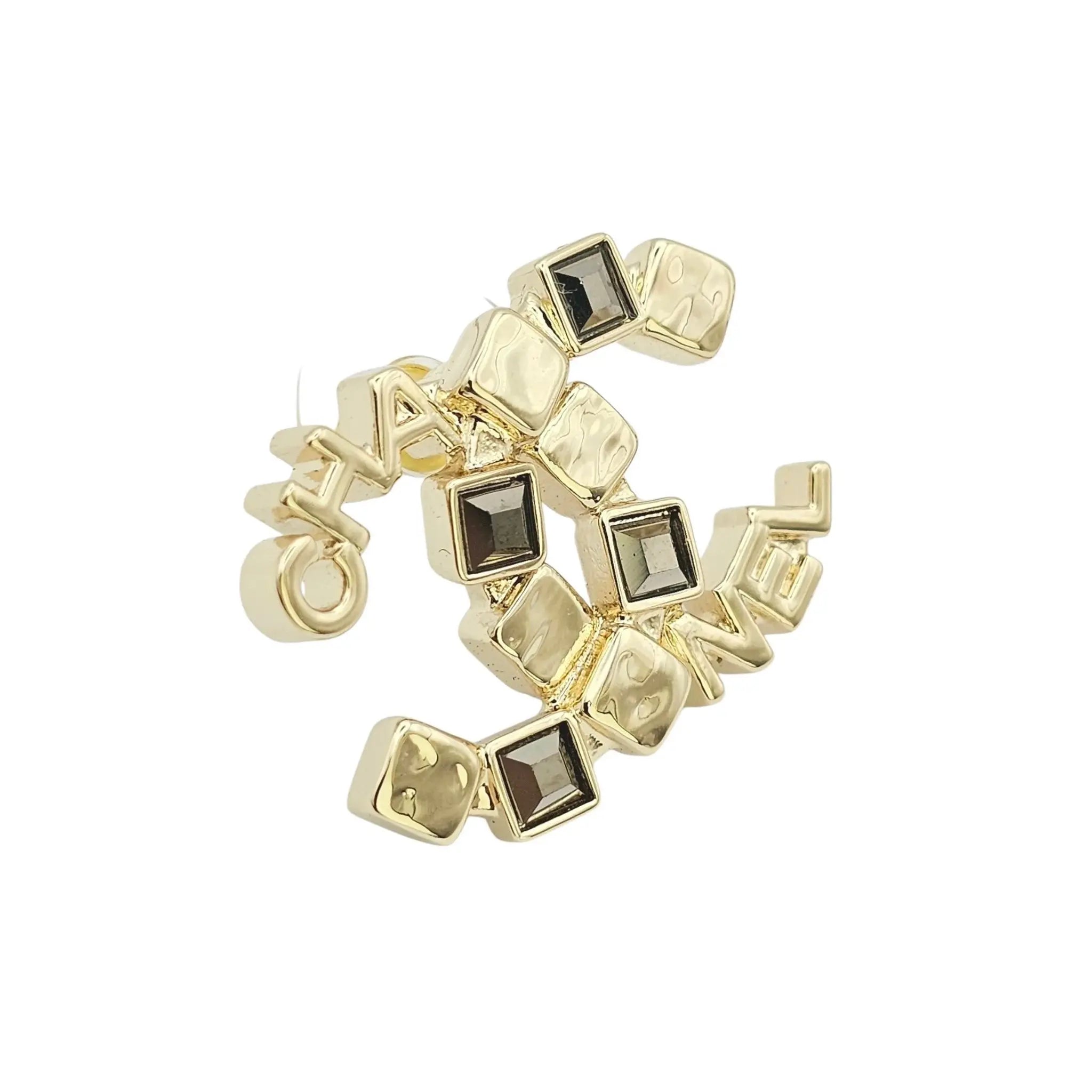 Chanel CC Gold Baguette Crystal Stud Earrings 2024 CHANEL