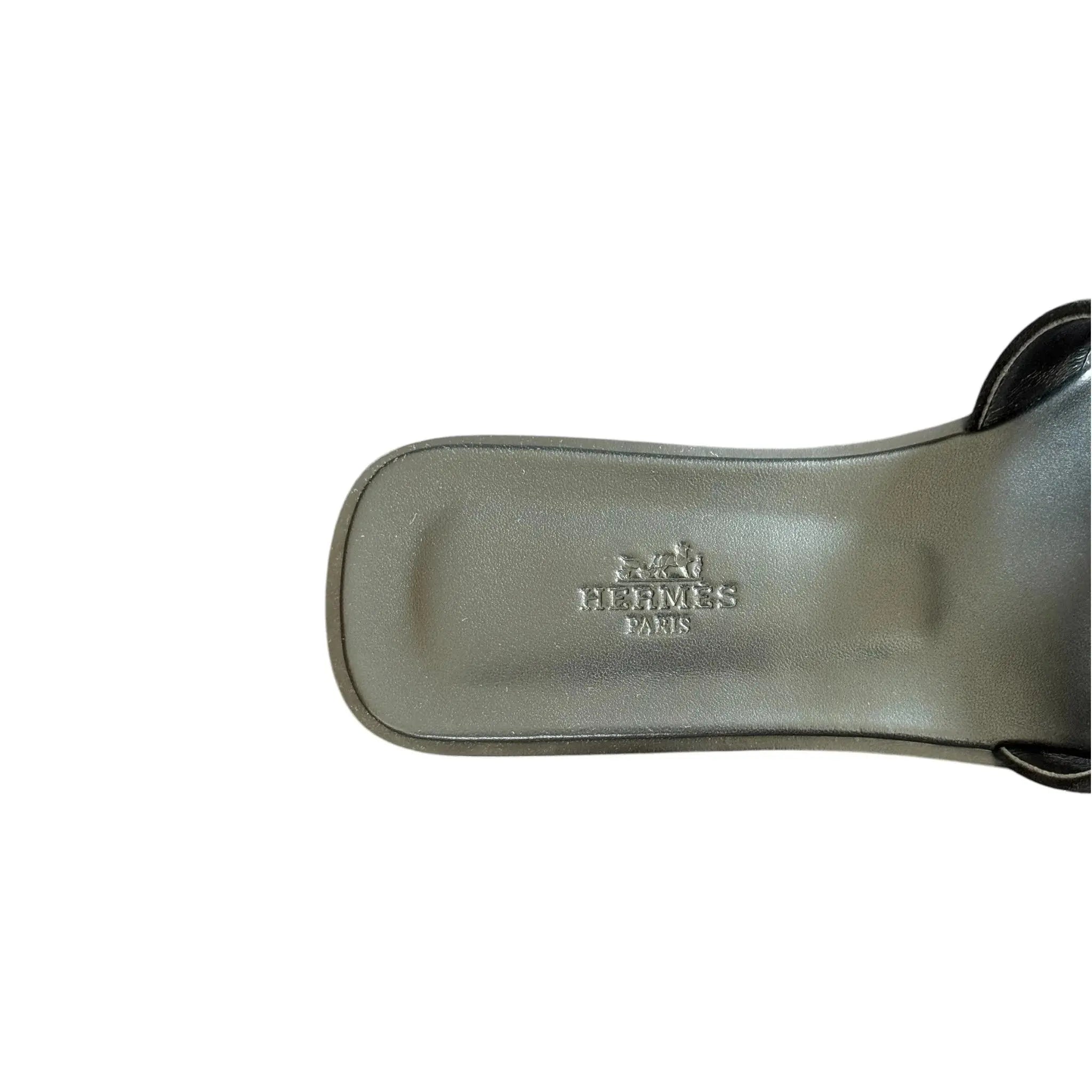 Hermes Oran Sandal Black Crystal Embellished Suede - 40 HERMES