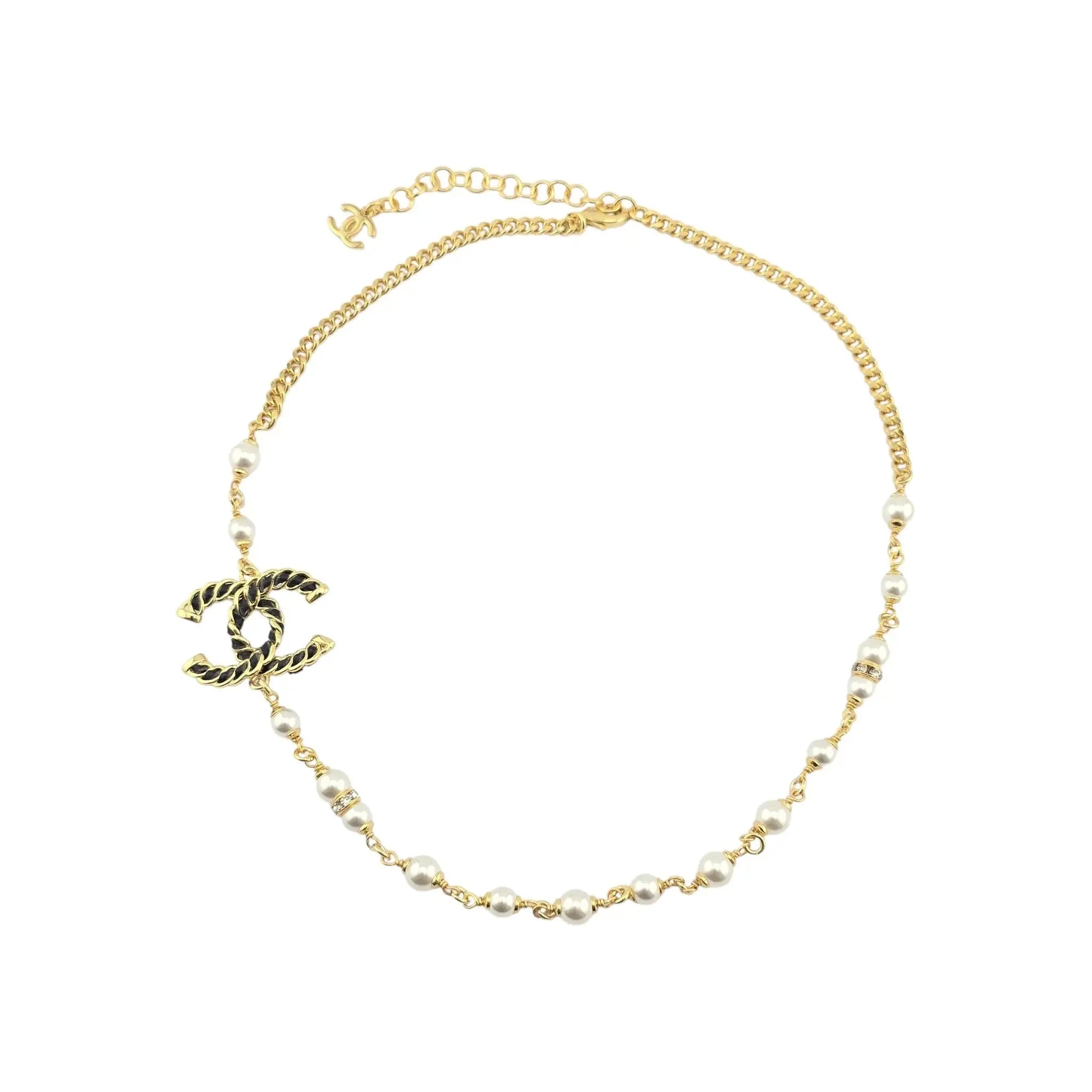 Chanel CC Faux Pearl Leather Necklace 2024 CHANEL