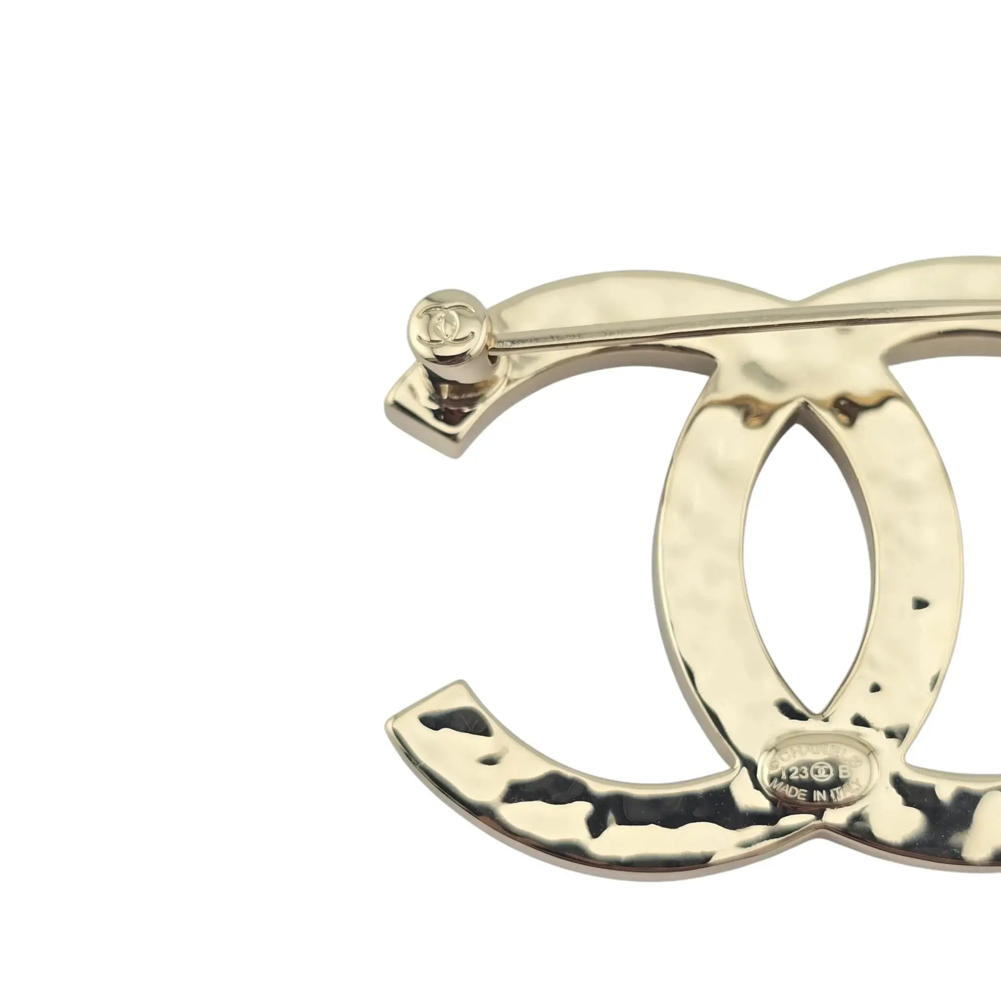 Chanel CC Gold Crystal Faux Pearl Brooch 2023 CHANEL