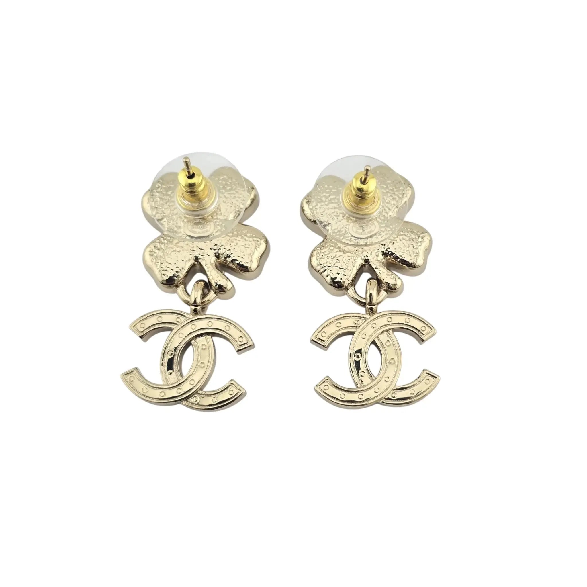 Chanel CC Gold Crystal Star Floral Drop Earrings 2025 CHANEL