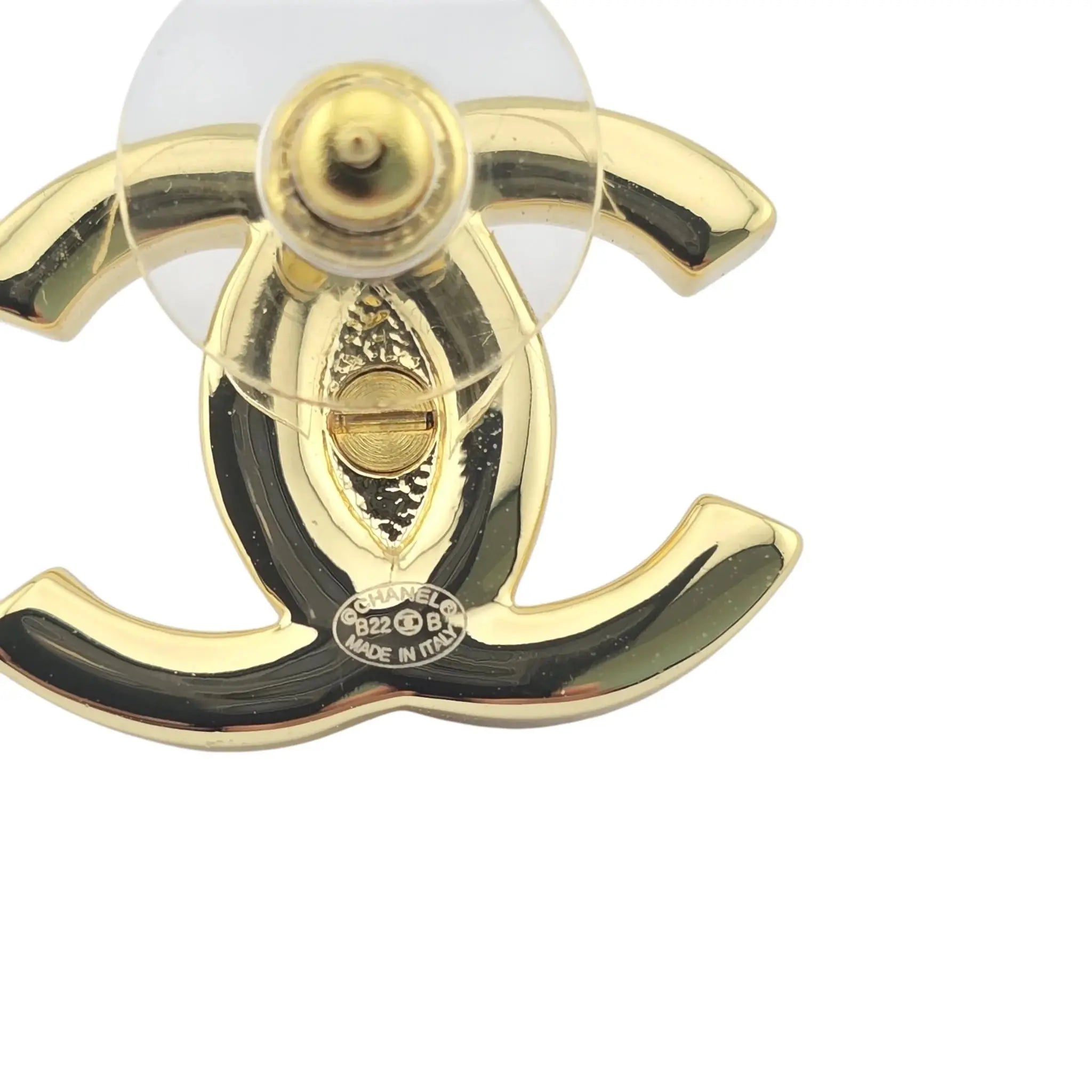 Chanel CC Gold Turnlock Stud Earrings 2022 CHANEL