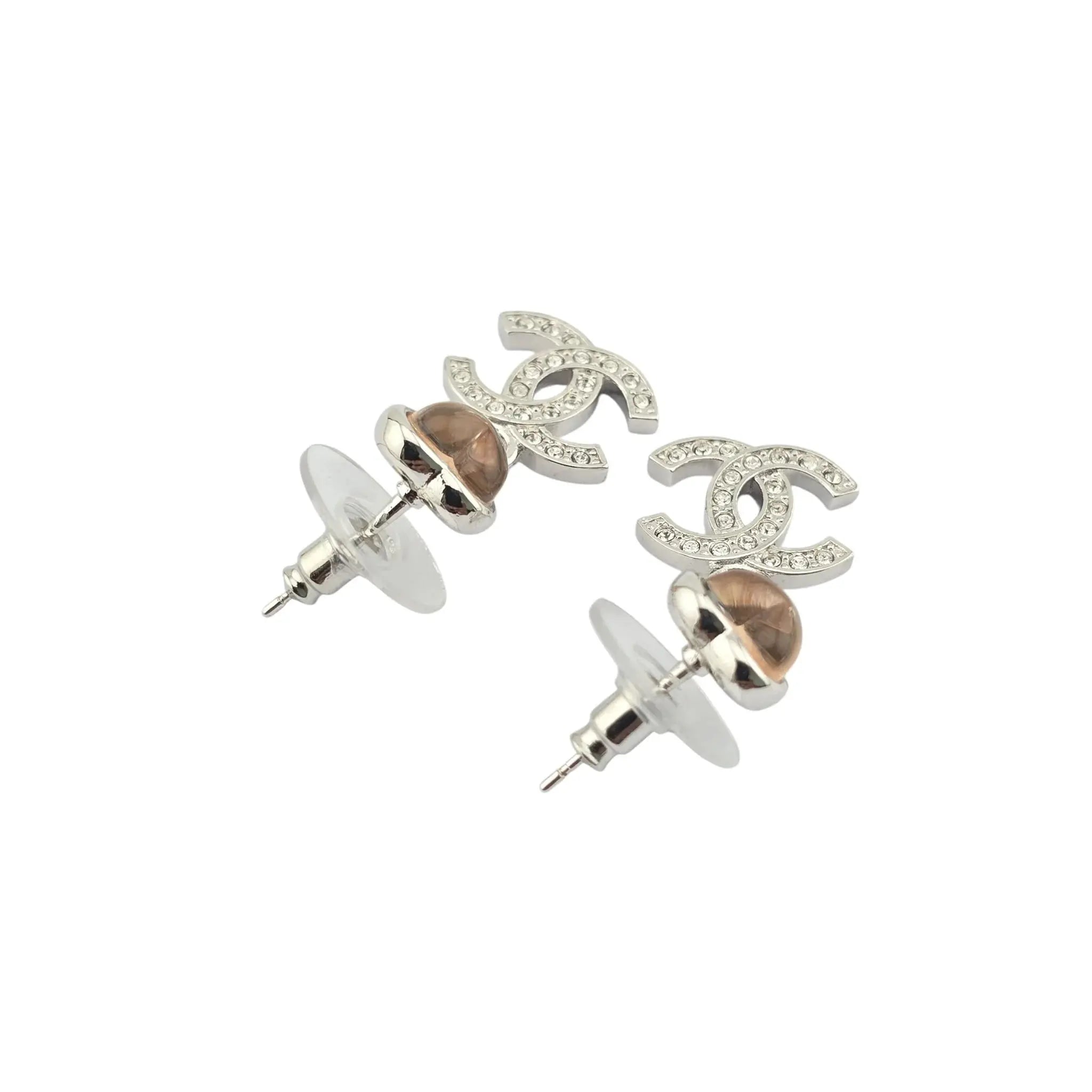 Chanel CC Silver Pink Heart Drop Earrings 2025 CHANEL