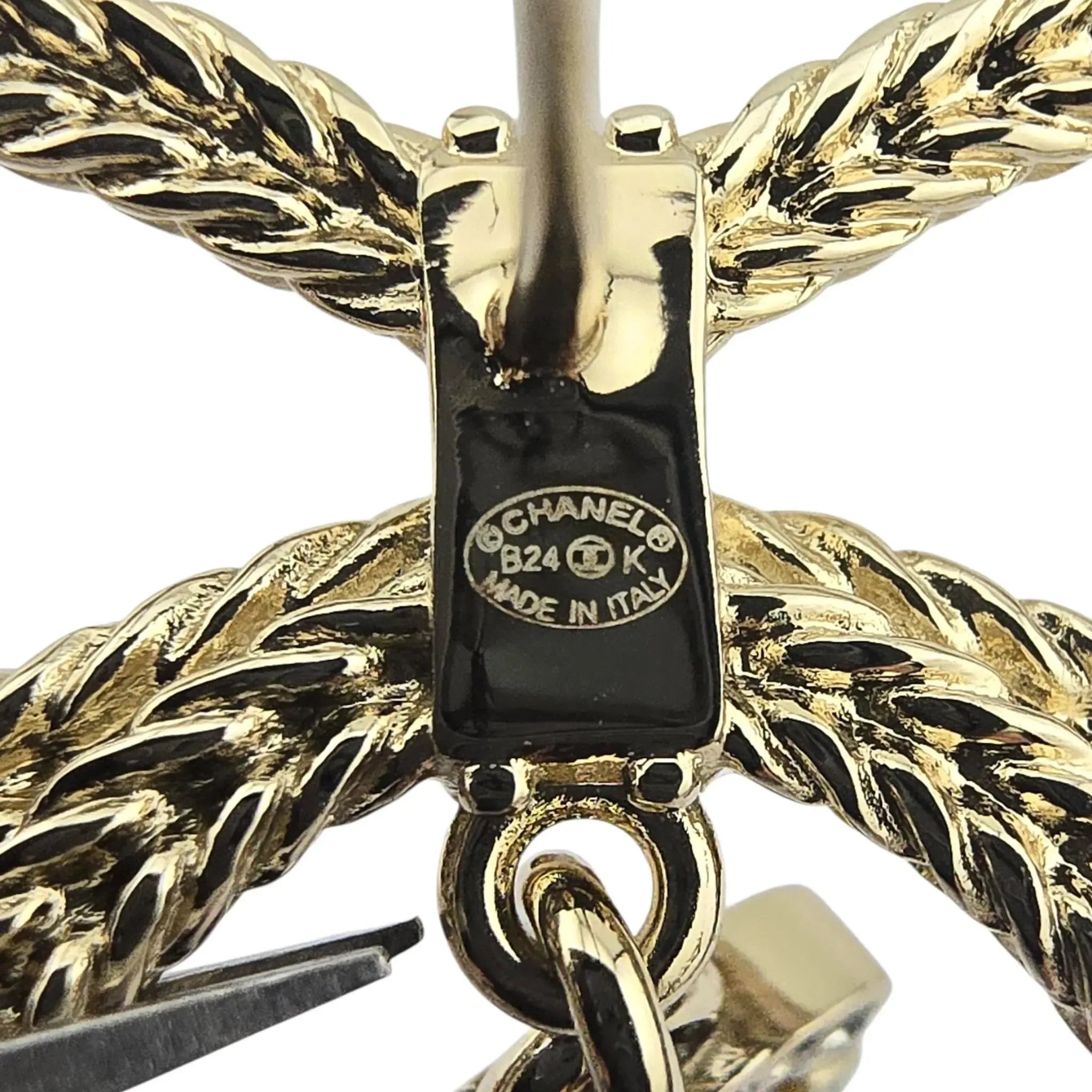 Chanel CC Crystal Bow Drop Earrings Gold 2024 CHANEL