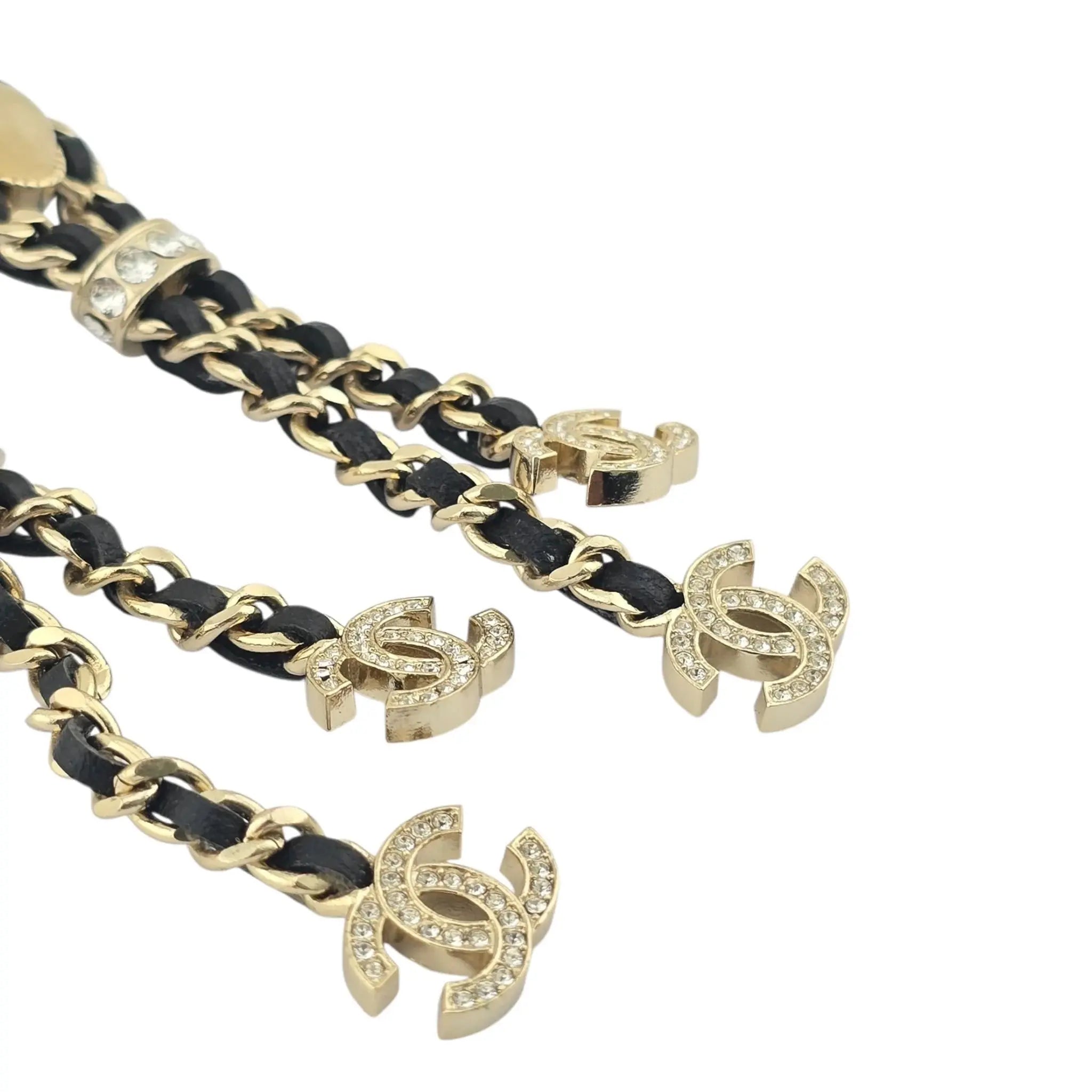 Chanel CC Black Leather Drop Earrings 2021 CHANEL